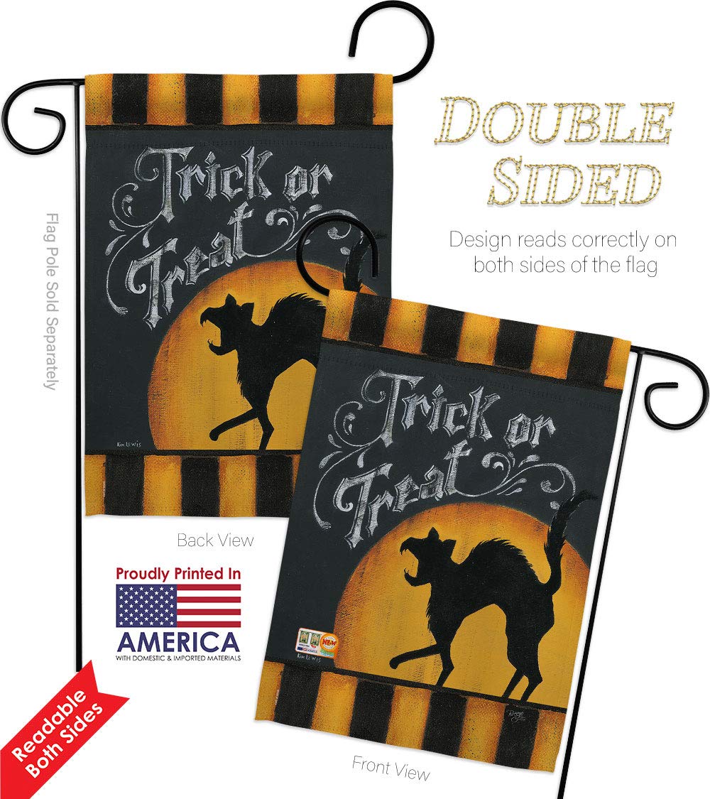 Black Cat Halloween Garden Flag Set - Fall Decor for Yard & Home
