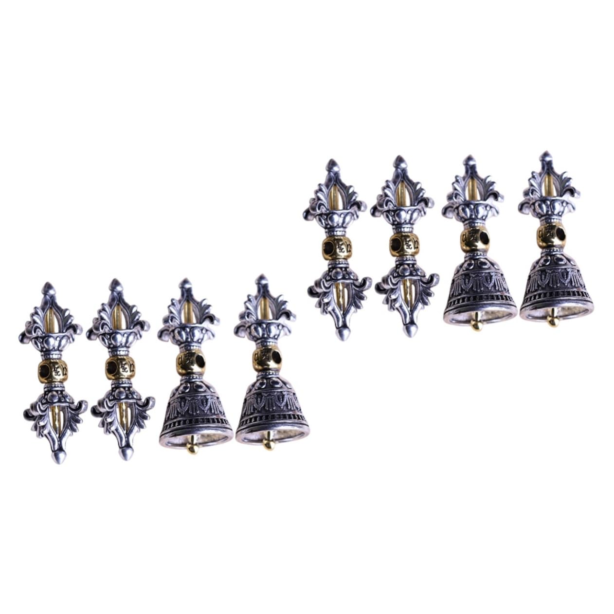 8 Pcs Buddhist Lucky Pendant Charms - Antique Metal Keychain & Jewelry Making Supplies - Wall Hanging Decor for Home, Office & Spiritual Spaces