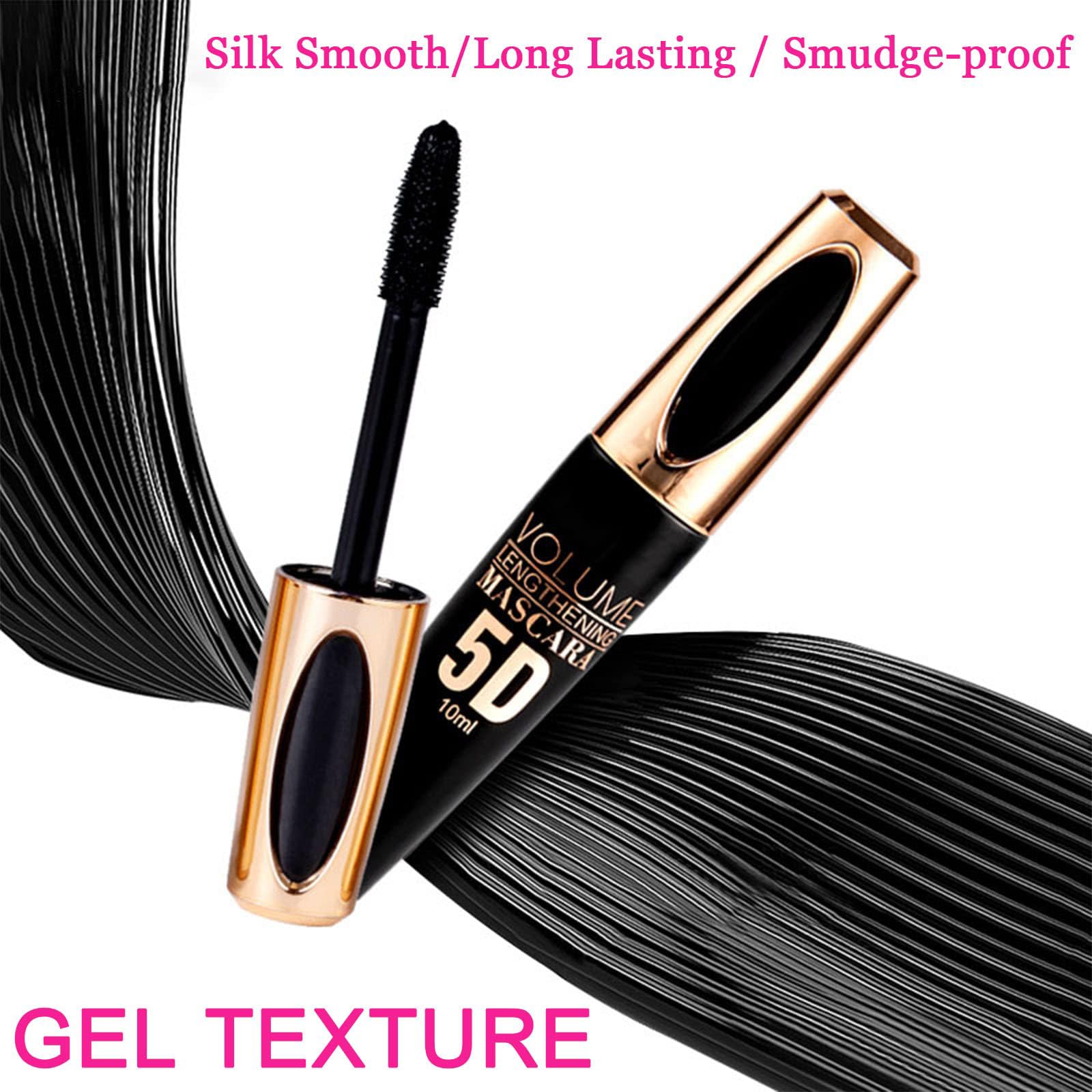 5D Waterproof Brown Mascara - Smudge Proof Volumizing & Lengthening Silk Fiber Lash Mascara for Thicker Eyelashes | Long Lasting, Curling Makeup for Party, Stage & Everyday Wear