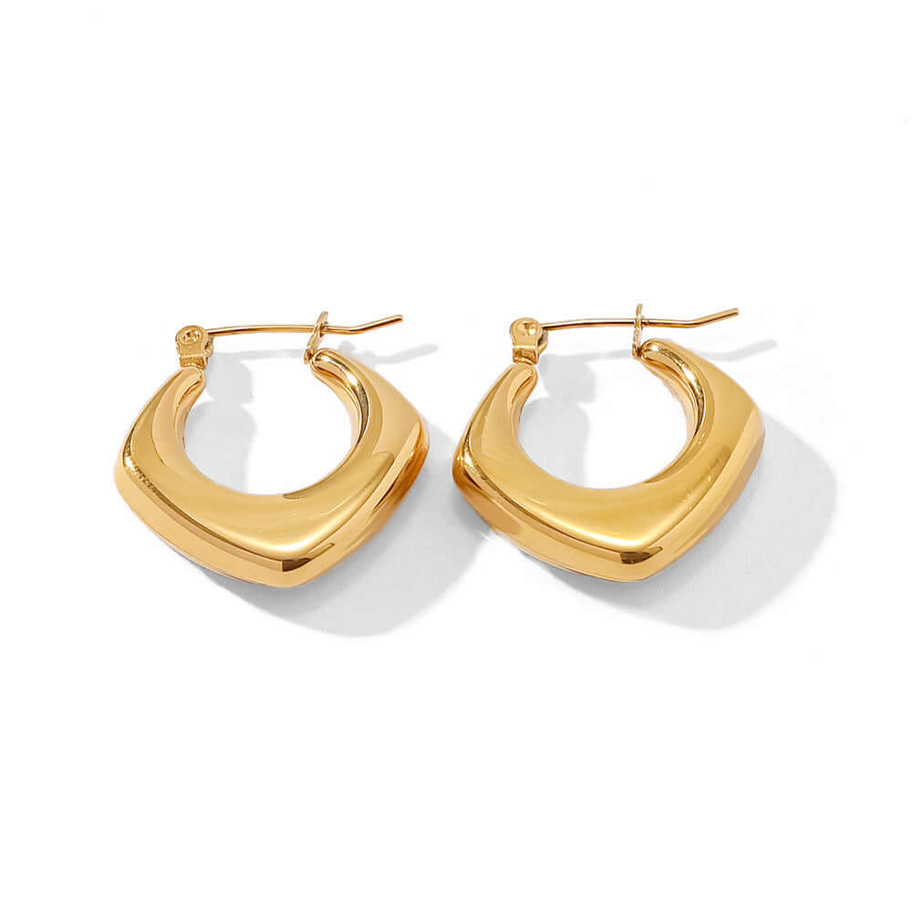 18K Gold Plated Geometric Hoop Earrings for Women - Trendy Minimalist Dangle Earrings | Perfect for Parties, Weddings & Everyday Wear | JDE617