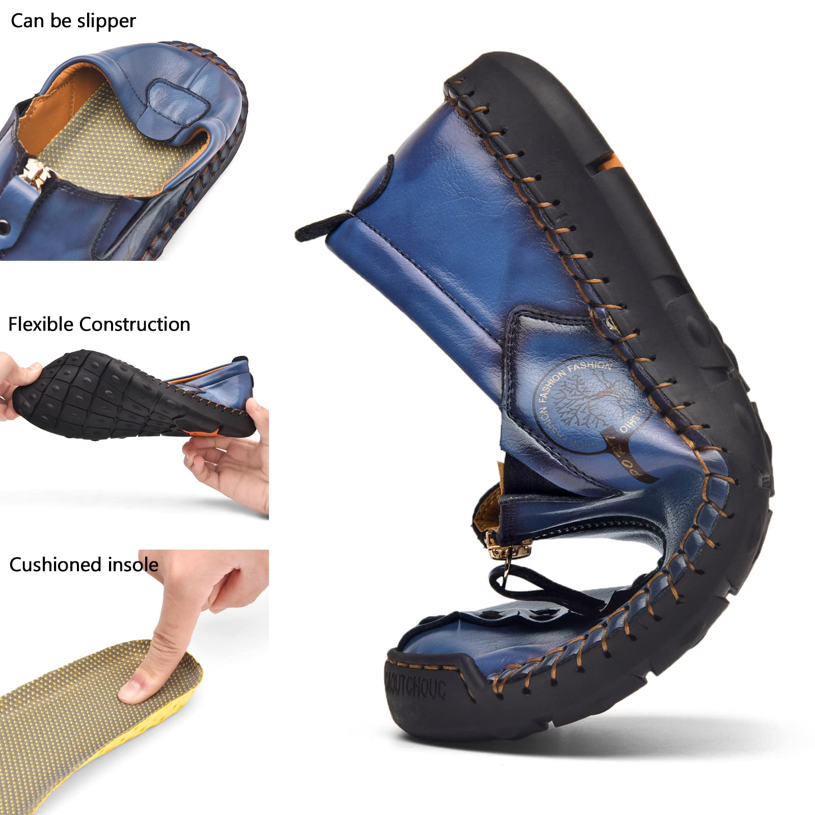 Men's Casual Leather Slip-On Loafers - Breathable Comfortable Walking Shoes for Work & Travel | Perfect for Office, Driving & Daily Wear