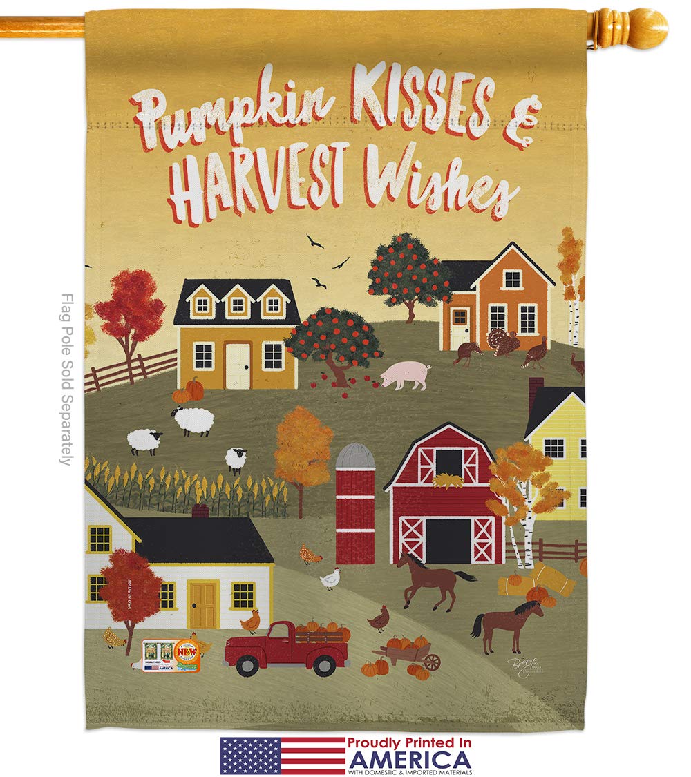 Autumn House Flag with Scarecrow & Pumpkins - Fall Yard Banner for Seasonal Decor
