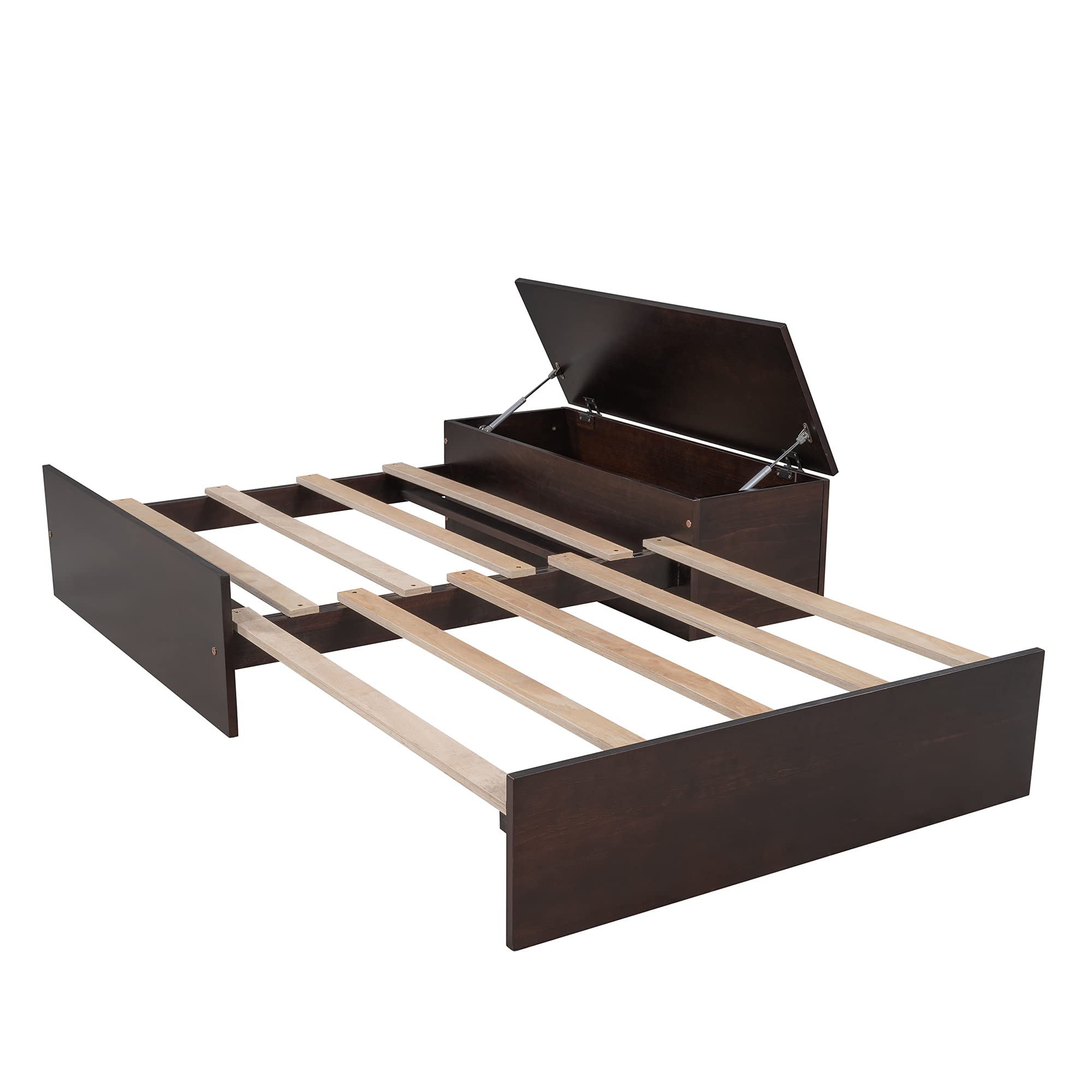 Convertible Twin Loft Bed for Kids with Storage Drawer & Shelf - Wooden Lower Bed, No Box Spring Needed (Espresso & Wood Finish) - Perfect for Small Bedrooms, Dorm Rooms & Space-Saving Kids' Rooms
