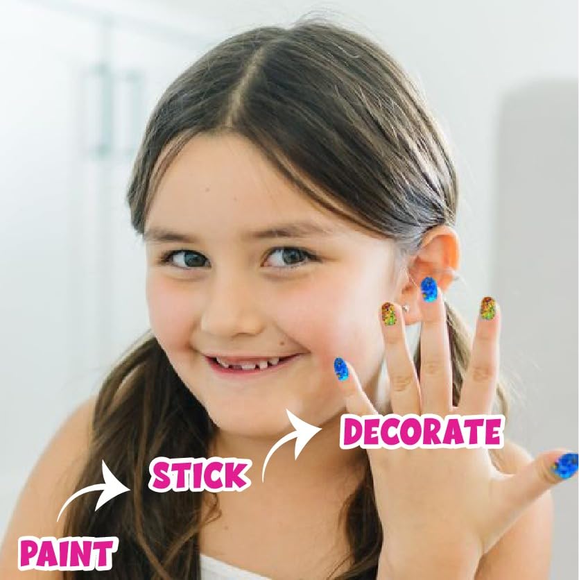 ToyMagic Mini Nail Art Salon Kit - 12 Colors Nail Polish, 2 Nail Sticker Sheets, 4 Cotton Swabs, Nail Separator, Fake Nails & Glue | Complete DIY Manicure Set for Kids & Teens | Perfect Birthday Gift for Girls Age 8-12 | Home Spa & Party Activity Kit | Made in India