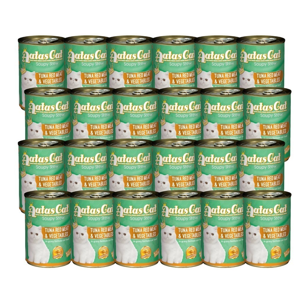 24-Pack Aatas Cat Soupy Stew Tuna & Red Meat in Gravy 400g with Sardine, Chicken & Vegetables - Grain-Free Wet Cat Food for Adult & Senior Cats - Perfect for Mealtime, Weight Gain & Picky Eaters