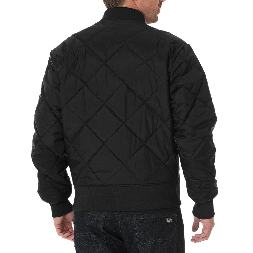 Dickies Diamond Quilted Nylon Jacket A875XBLK - Men's Lightweight Water-Resistant Work Jacket for Outdoor & Construction Use