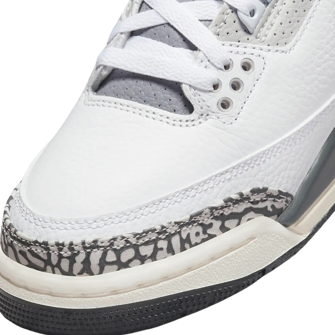 Air Jordan 3 GS Sneakers in White Black Iron Grey - Kids Basketball Shoes for School & Sports | Perfect for Casual Wear, Gym Training and Street Fashion