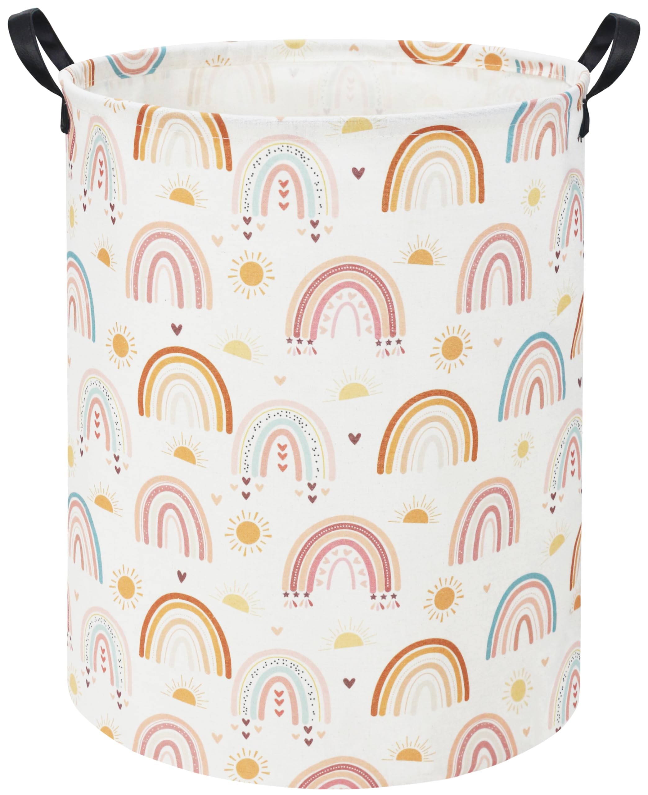 Colorful Kids Laundry Hamper & Toy Storage Bin - Nursery Decor for Boys & Girls, Baby Shower Gift Basket for Bedroom, Bathroom, Playroom (Sun Rainbow Design) - Perfect for Organizing Toys, Clothes & Nursery Essentials