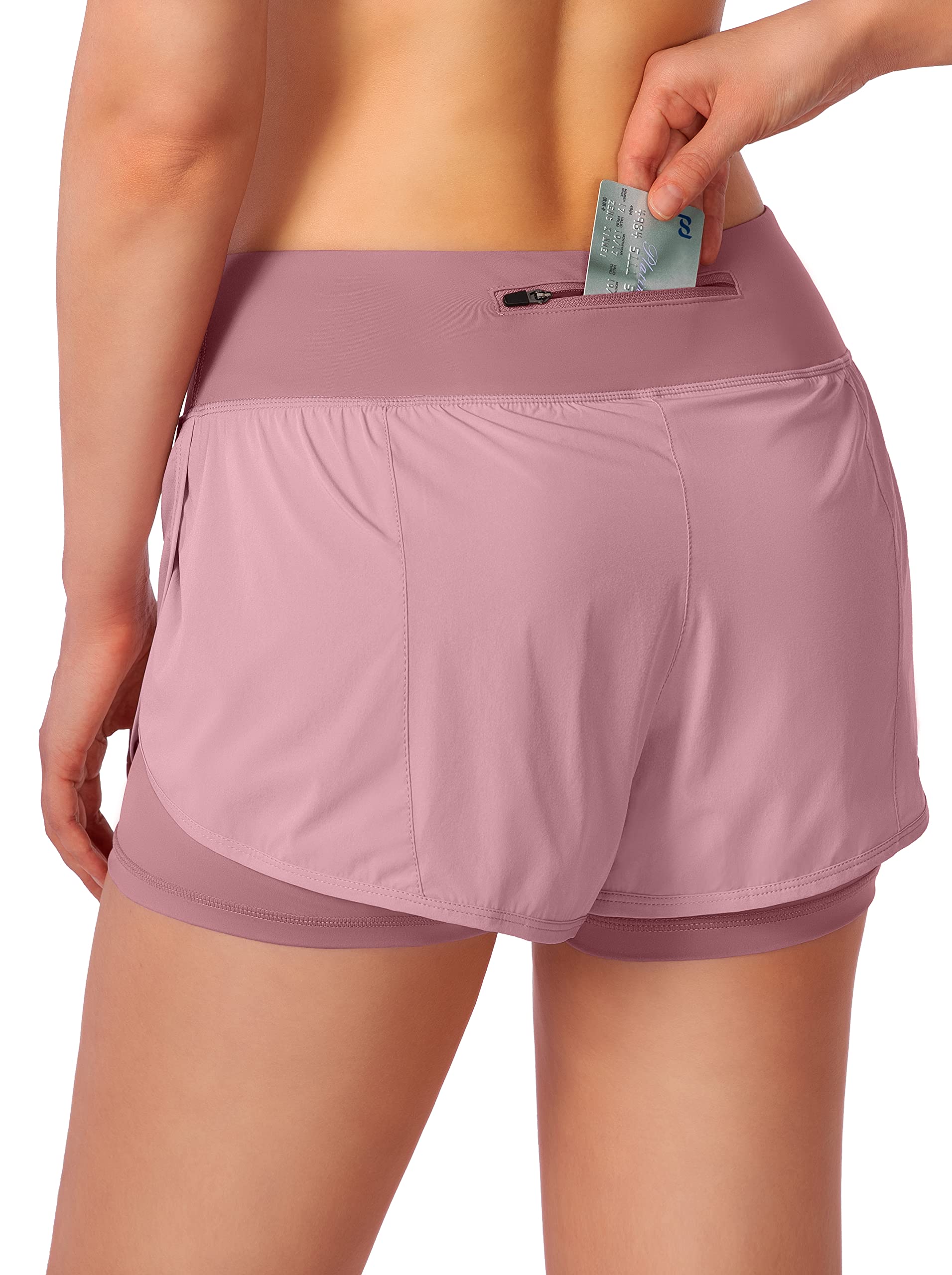 Women's 2-in-1 High Waisted Running Shorts with Zipper Pockets - Spandex Gym Yoga Workout Athletic Shorts for Women | Perfect for Jogging, Yoga & Fitness Training