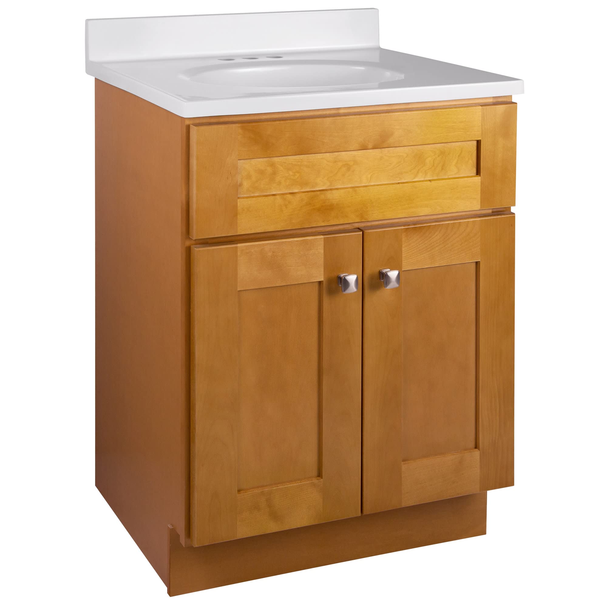 25 Inch Modern Bathroom Vanity Set with Countertop - Ready to Assemble Birch Wood Cabinet for Bathroom Remodel | Perfect for Small Spaces & Powder Rooms