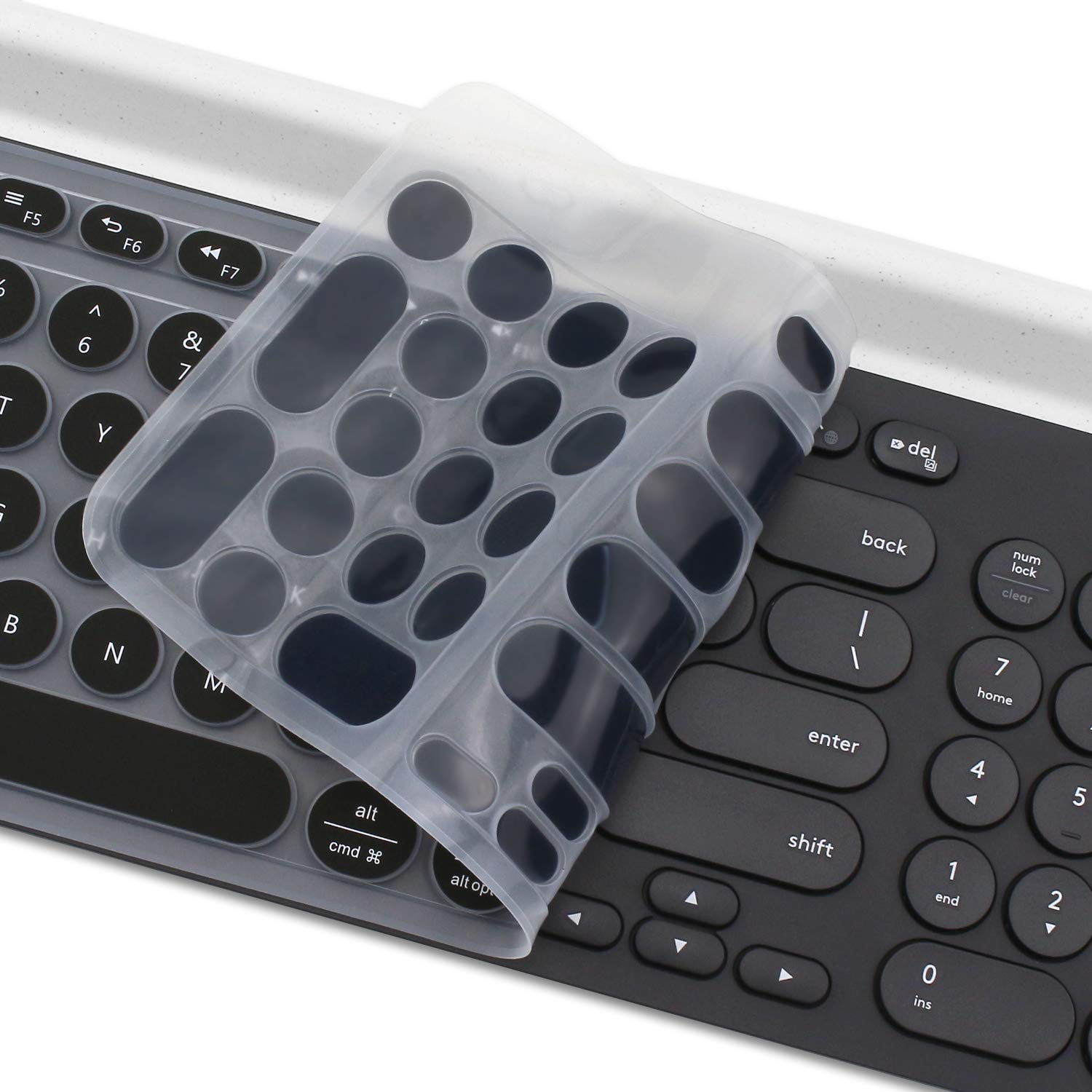 Logitech K780 Wireless Keyboard Silicone Cover - Ultra Thin Protective Skin Accessory (Black) | Dustproof, Spill-Resistant Keyboard Protector for Home & Office Use