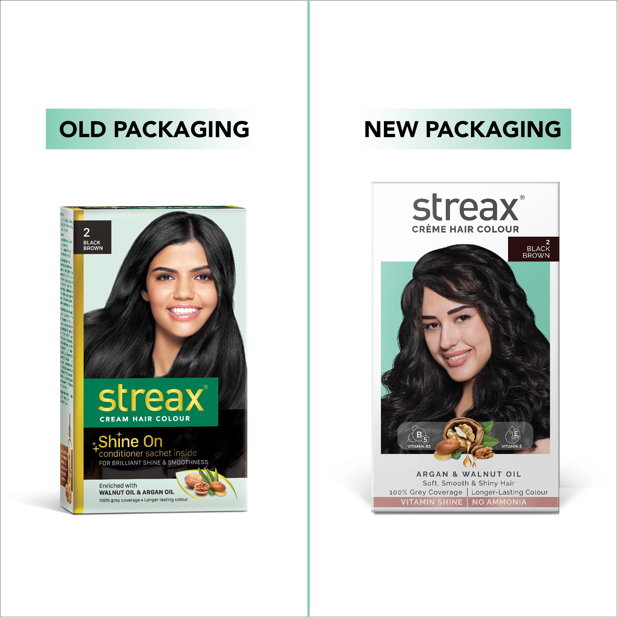 Streax Permanent Hair Color Cream for Women - 100% Gray Coverage with Argan & Walnut Oil - Long Lasting Brown Hair Dye (2 Black Brown, 120ml) - At-Home Salon Quality Hair Coloring for Vibrant, Natural-Looking Results