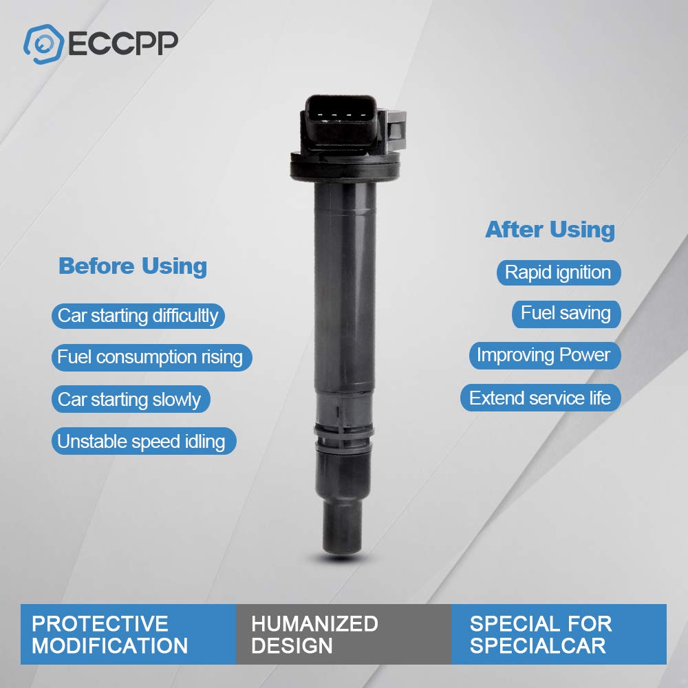 High-Performance ECCPPS Ignition Coil Replacement for Toyota Lexus Scion - Compatible with 90919-02256, UF507, C1596, UF-507, UF587 Models - Perfect for Engine Performance & Fuel Efficiency Enhancement