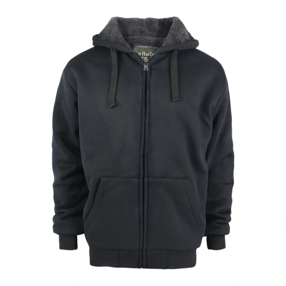 Men's Sherpa Lined Full Zip Hoodie - Warm Fleece Jacket for Winter - Cozy Pullover for Outdoor Activities & Casual Wear