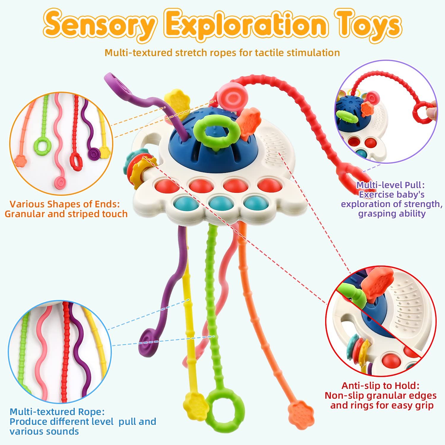 Montessori Baby Teething Toys for 6-12 Months - Soft Sensory Chew Toys for Infants | Travel & Educational Learning Toys for 1-2 Year Old Toddlers | Perfect Birthday Gift for Boys & Girls | Great for Soothing Sore Gums & Airplane Entertainment