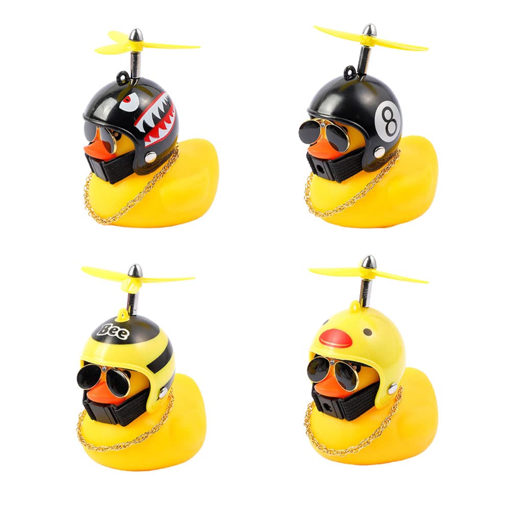 4 Pack Yellow Rubber Duck Car Dashboard Decorations - Cute Duck Toy for Cars, Bikes & Motorcycles - Fun Gift for Men, Women, Kids - Perfect for Road Trips, Office Desks & Birthday Parties
