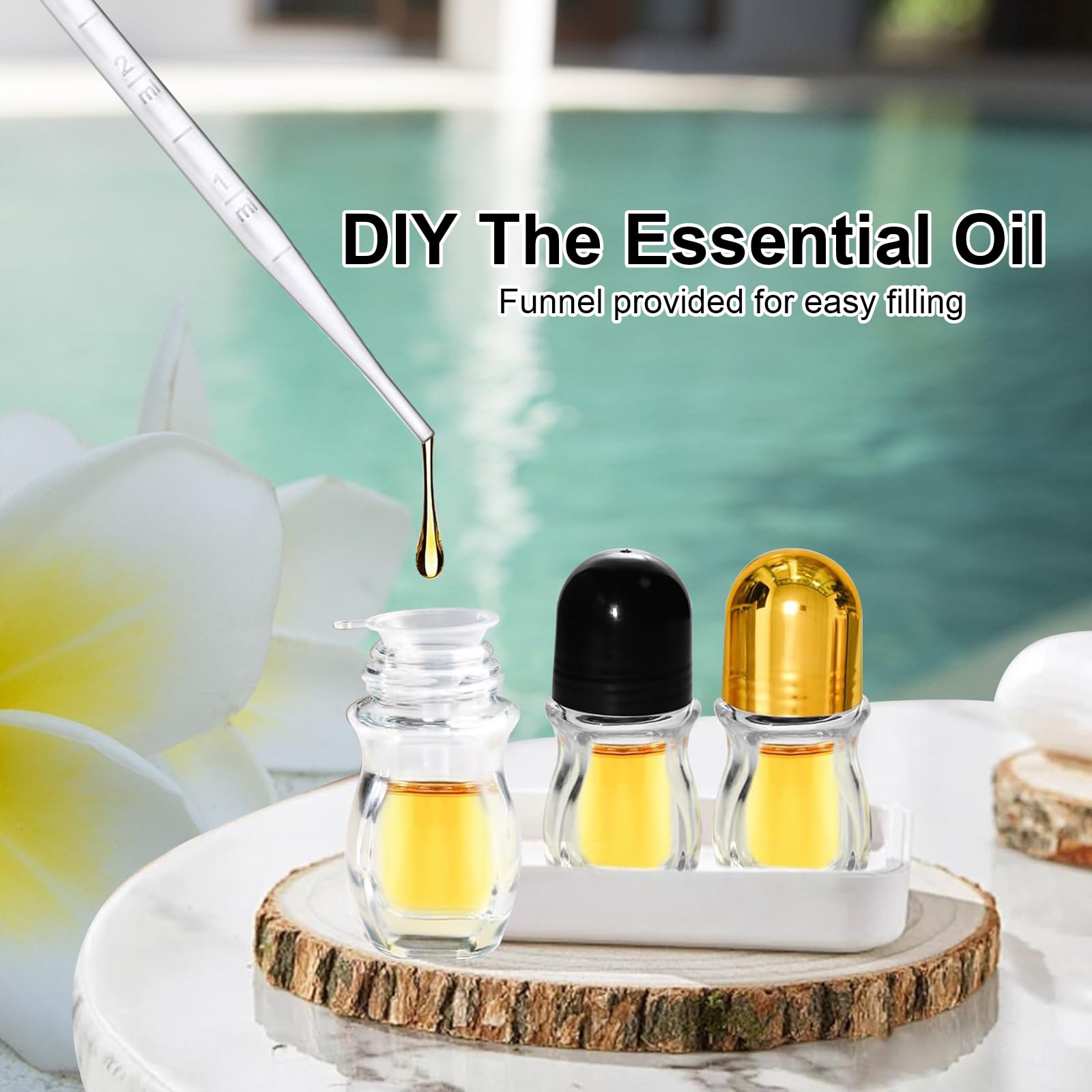 5-Pack Empty Glass Rollerball Bottles (30ml/50ml) - Leakproof Essential Oil Roller Bottles with Plastic Roller Balls for Perfume, Aromatherapy & DIY Cosmetics | Travel-Friendly, Refillable & Reusable for Home, Office & On-the-Go Use