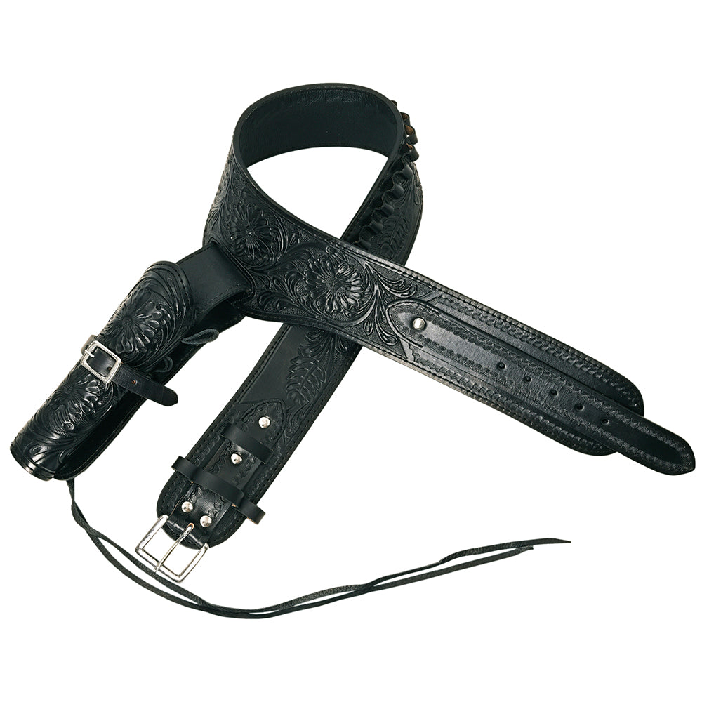 Hilason Western Right Hand Gun Holster Rig for 44/45 Cal - Genuine Leather Cowboy Holster with Belt - Perfect for Cowboy Action Shooting, Reenactments & Western Style Outfits