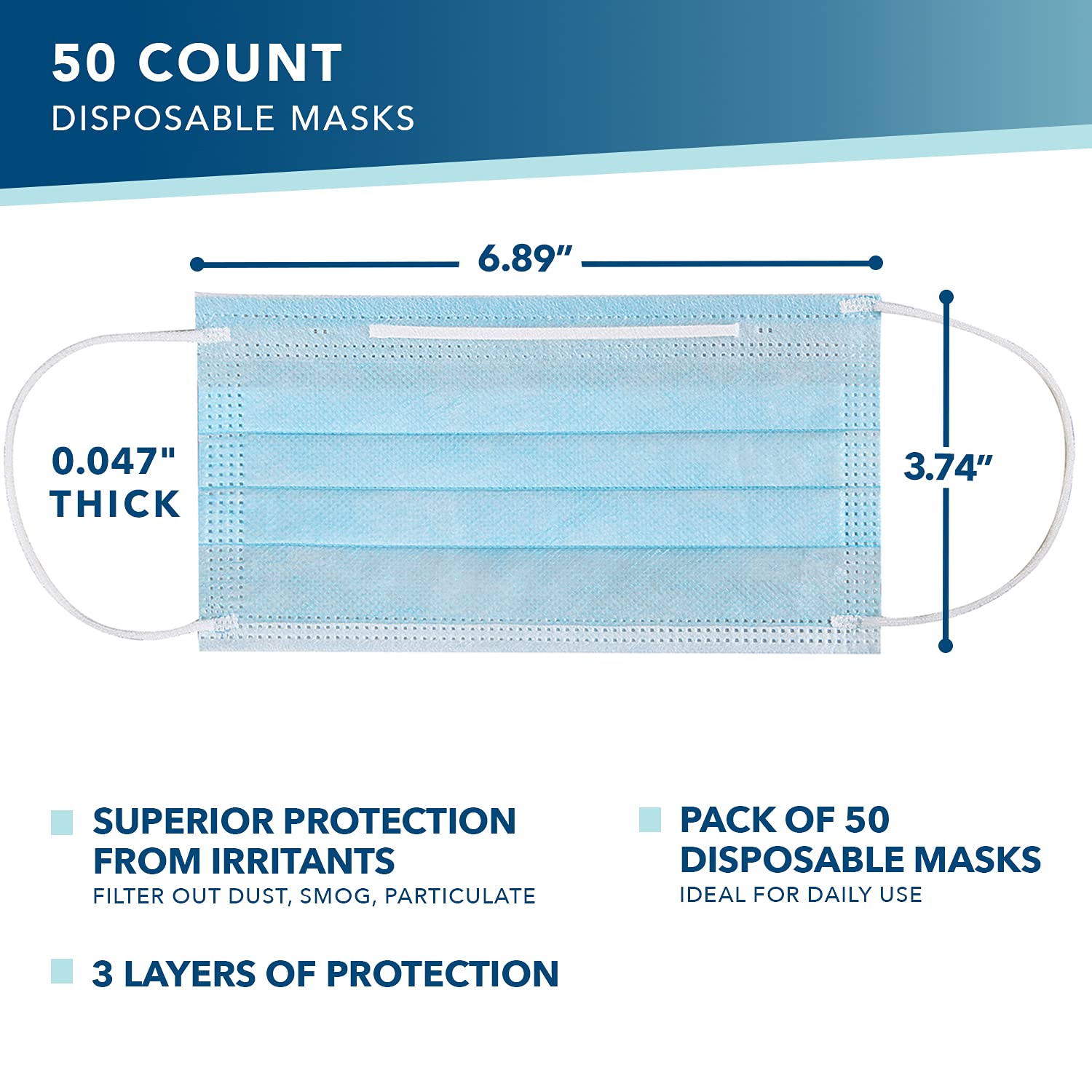 50 Pack Disposable Face Masks - 3 Ply Breathable Protection for Daily Use, Travel & Public Safety - Zhangjiagang Guanming Daily Commodities
