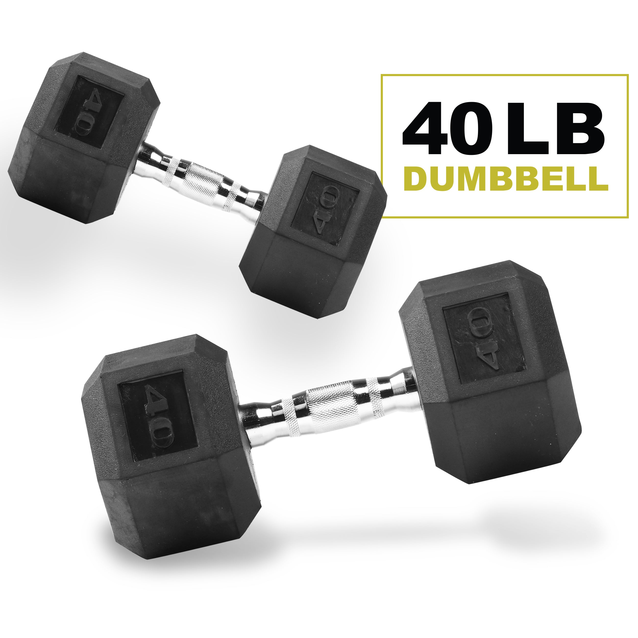 PRCTZ Rubber Encased Hex Dumbbell Set (Pair) - 5 to 40 lbs Weight Options for Home Gym, Strength Training & CrossFit Workouts | Non-Slip Grip & Durable Rubber Coating