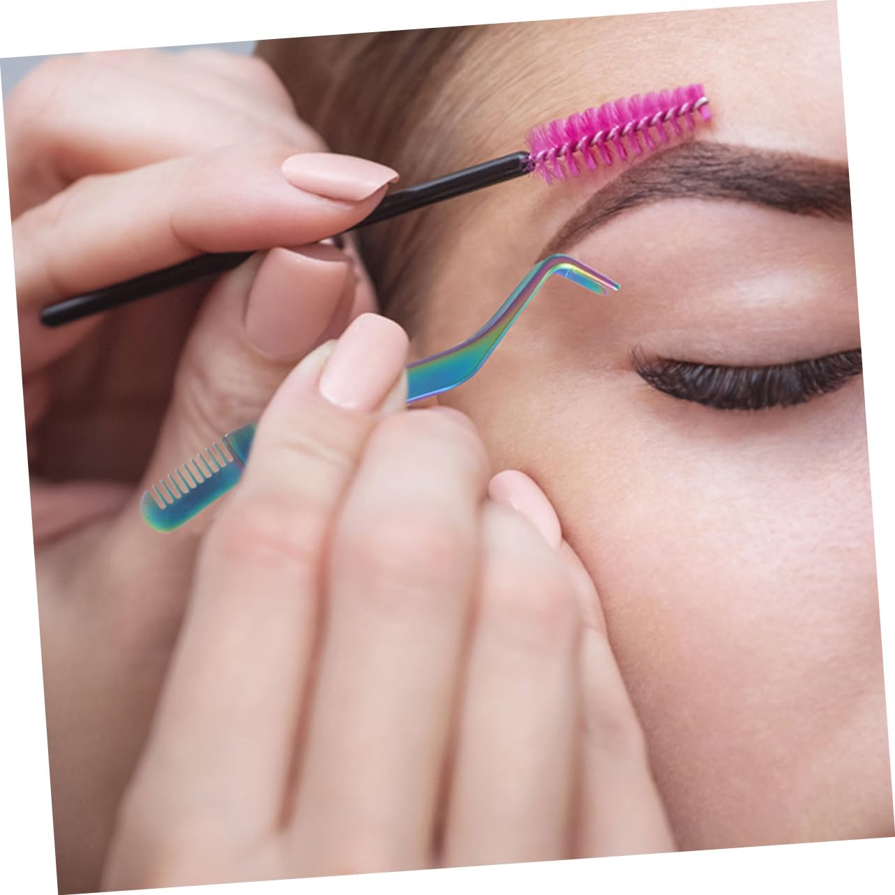 Baluue Professional Eyelash Extension Tweezers Set - Precision Grip Lash Tool Kit with Comb for Salon & Home Use