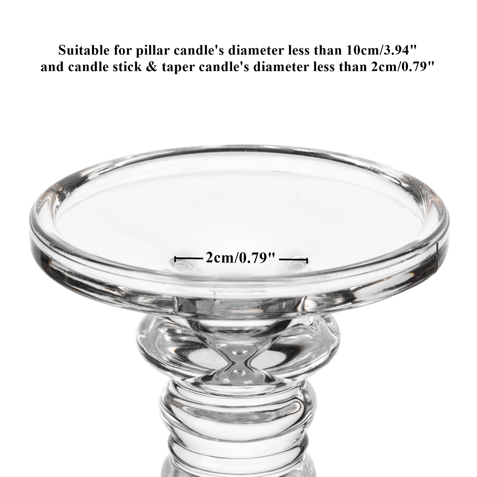 NUPTIO 2-Pack Glass Candlestick Holders - Elegant Crystal Taper Candle Holders for Wedding Centerpieces, Dining Table Decor, Living Room & Holiday (Christmas/Halloween) - Perfect for Romantic Dinners, Party Decorations & Seasonal Home Decor