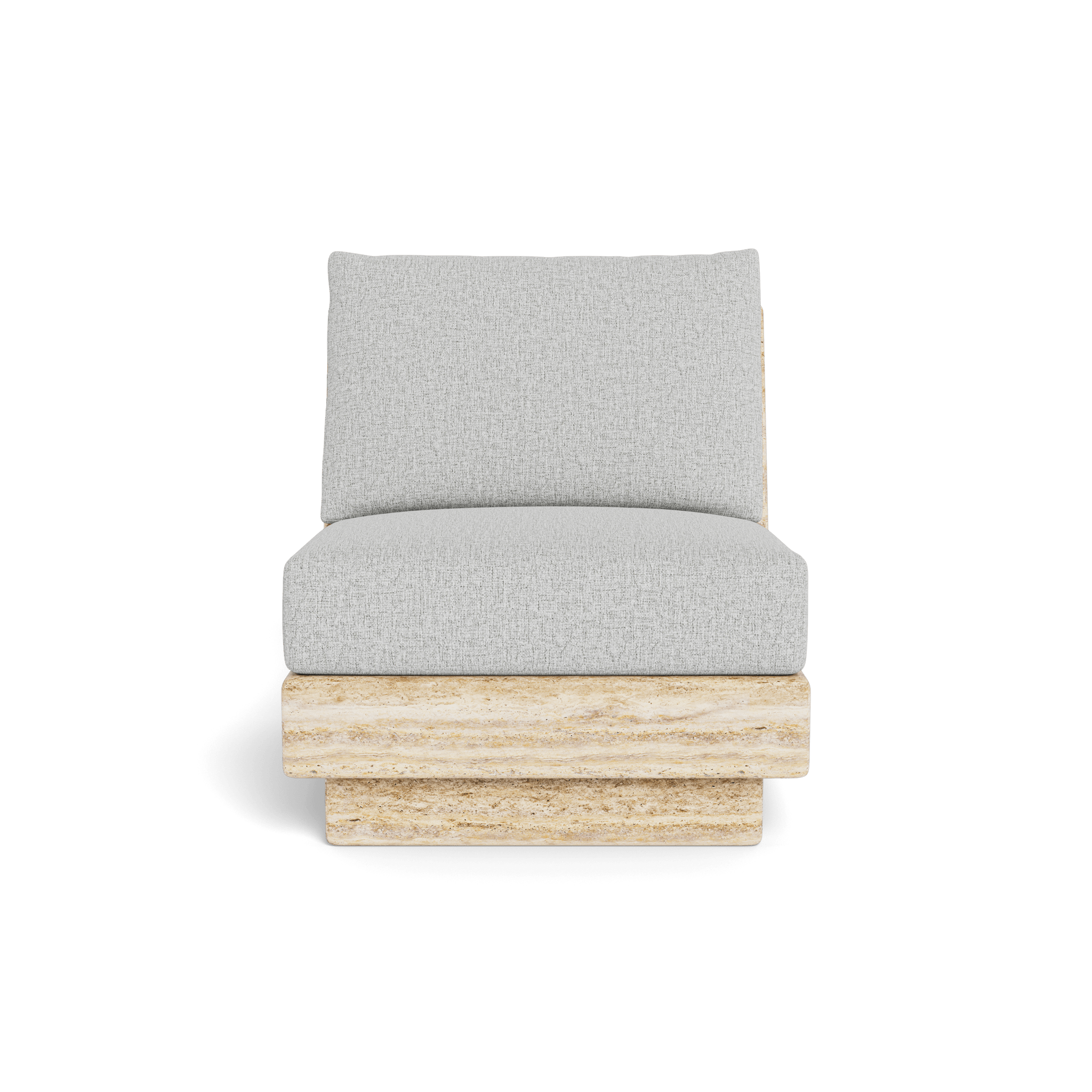 Tulum Travertine Armless Lounge Chair - Modern Outdoor Patio Furniture for Poolside, Garden, and Relaxation