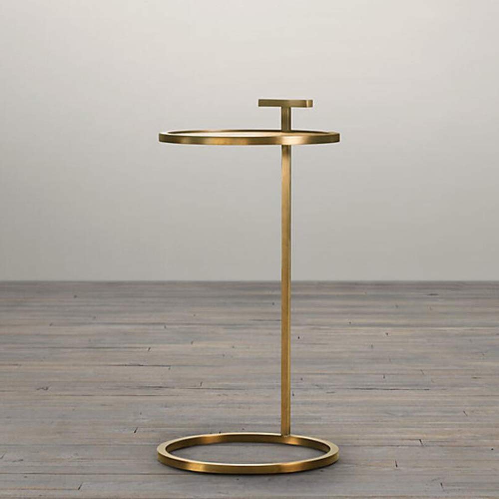 Gold Round Bistro Side Table with Tray - 15.74