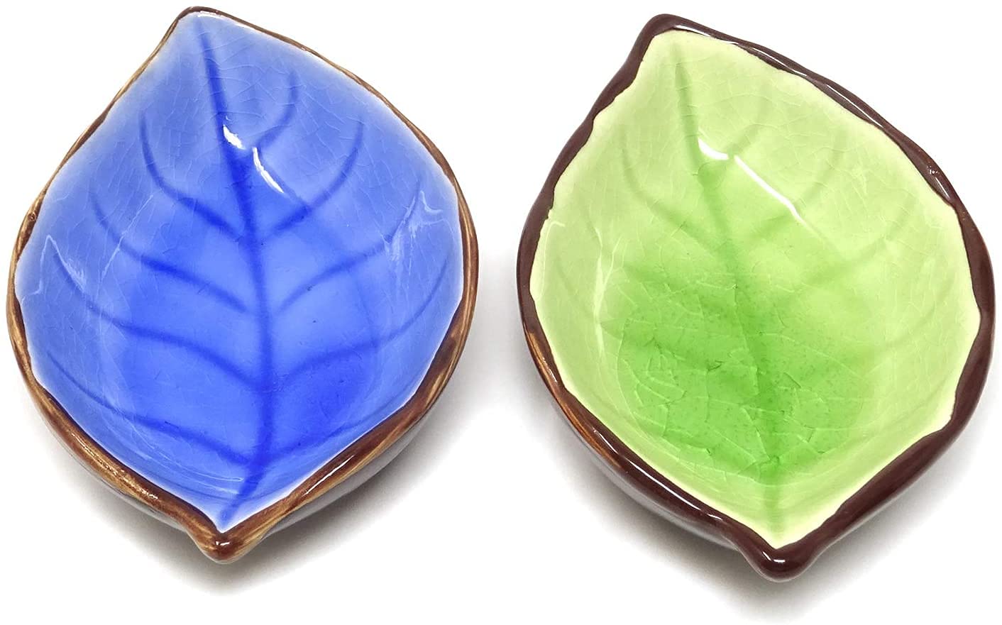 2PCS Ceramic Leaf-Shaped Condiment Dishes - Multi-Purpose Dipping Bowls & Appetizer Plates for Seasoning, Snacks, Sushi, Salad (White) - Perfect for Home Dining, Parties & Restaurants