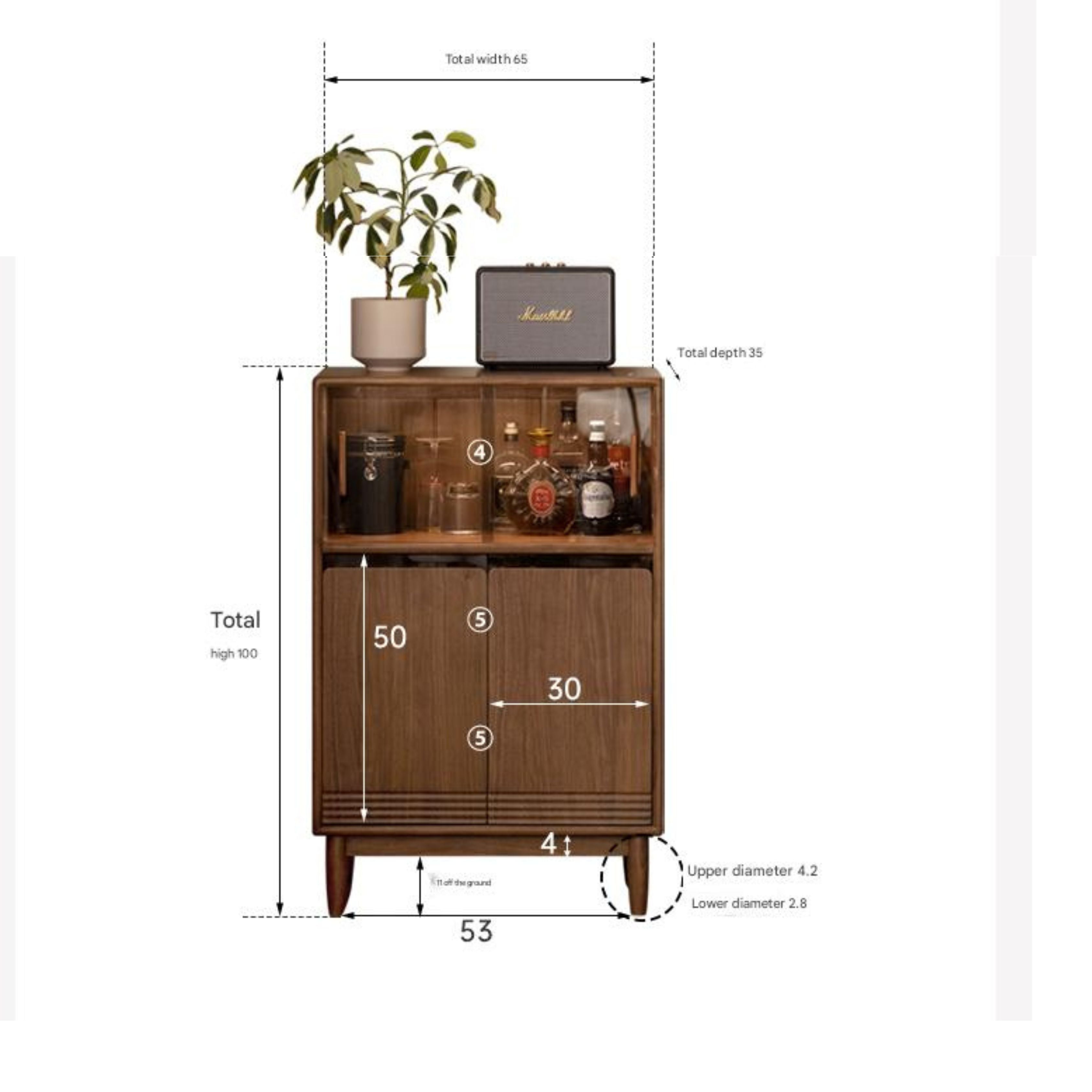 Premium Black Walnut Solid Wood Modern Side Cabinet - Stylish Storage for Living Room, Bedroom & Entryway - Mid-Century Inspired Home Decor
