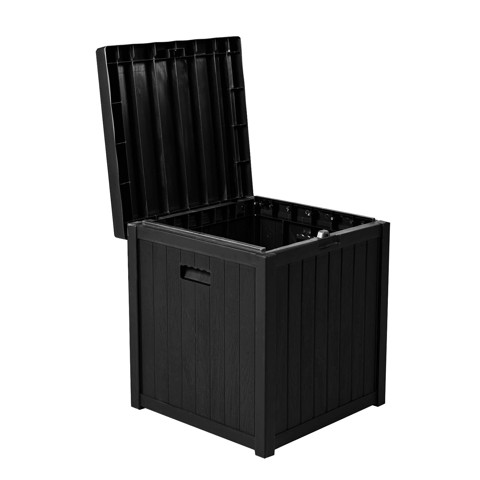 51 Gallon Resin Deck Box - Outdoor Storage for Gardening Tools, Patio Cushions, Pillows, Pet Supplies & Pool Accessories - Weatherproof Black Storage Container for Backyard, Patio & Poolside Organization