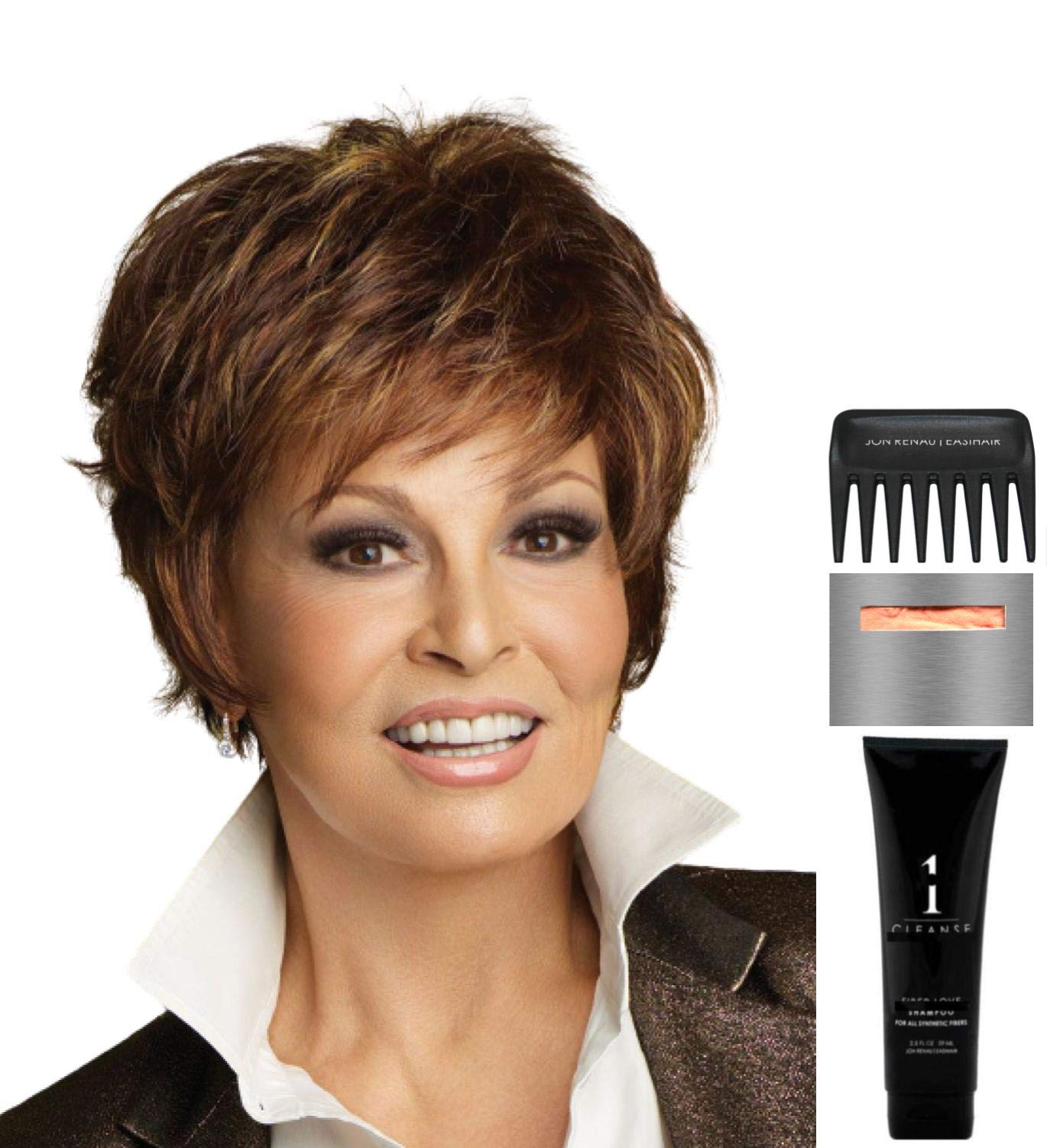 Raquel Welch Sparkle Wig Bundle - 5 Piece Set with Christy's Wigs Q&A Booklet, Wig Shampoo, Cap & Wide Tooth Comb (Color R119G) - Perfect for Cosplay, Costume Parties & Everyday Hair Styling
