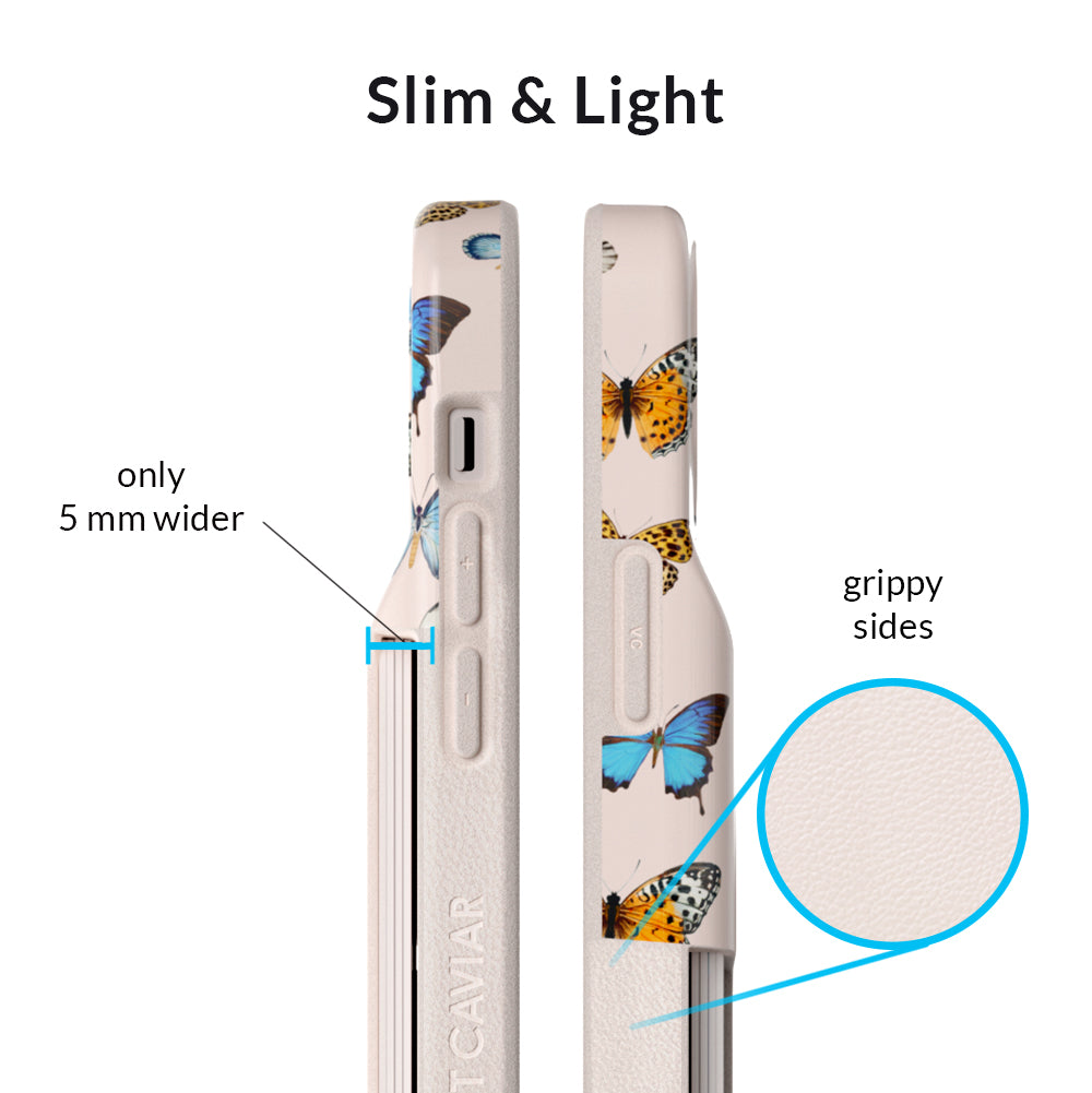 Butterfly iPhone Wallet Case - Slim Protective Phone Cover with Card Holder for iPhone 13/14/15 Pro Max - Perfect for Travel, Shopping & Everyday Use