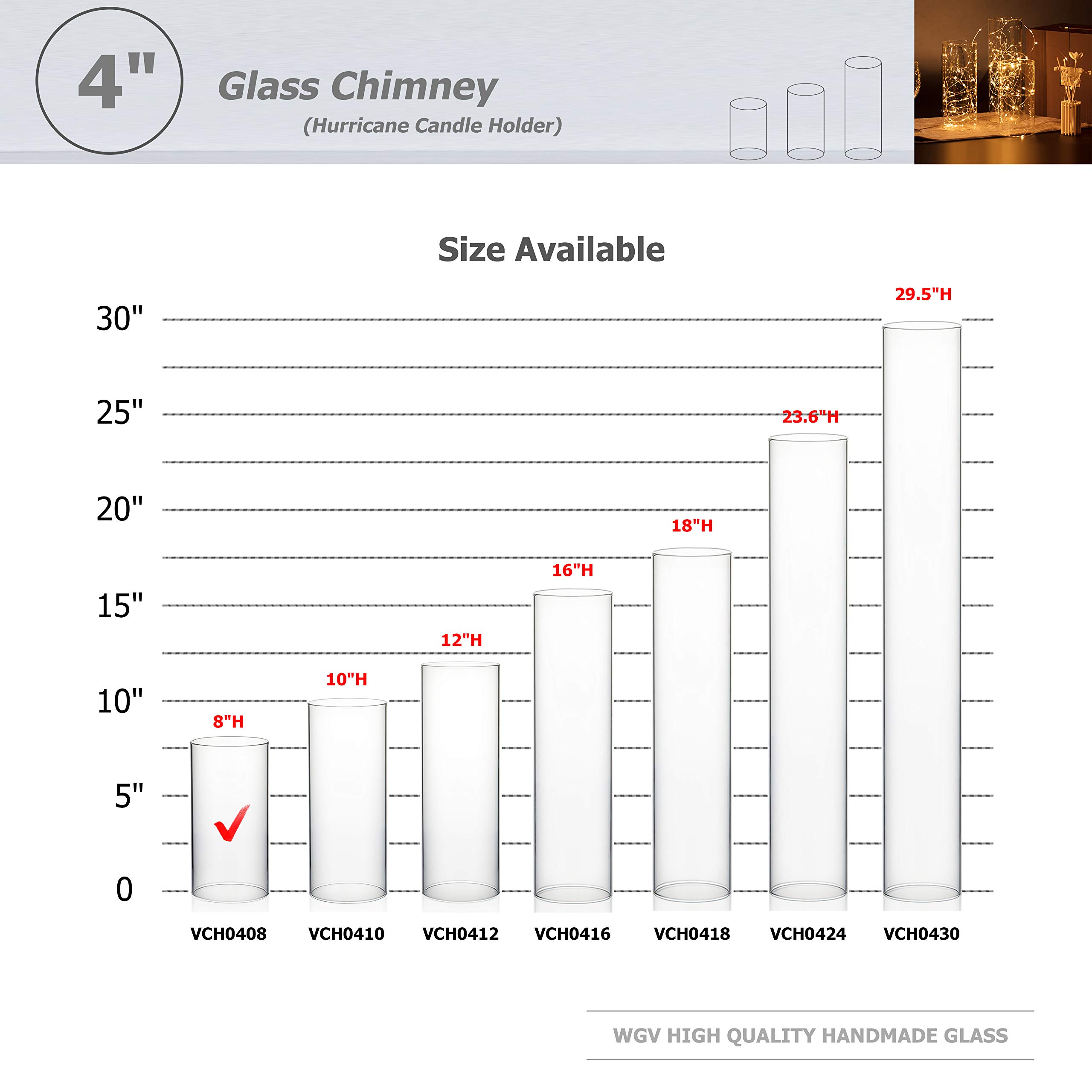 WGVI Clear Glass Hurricane Candle Holder Sleeve - 4