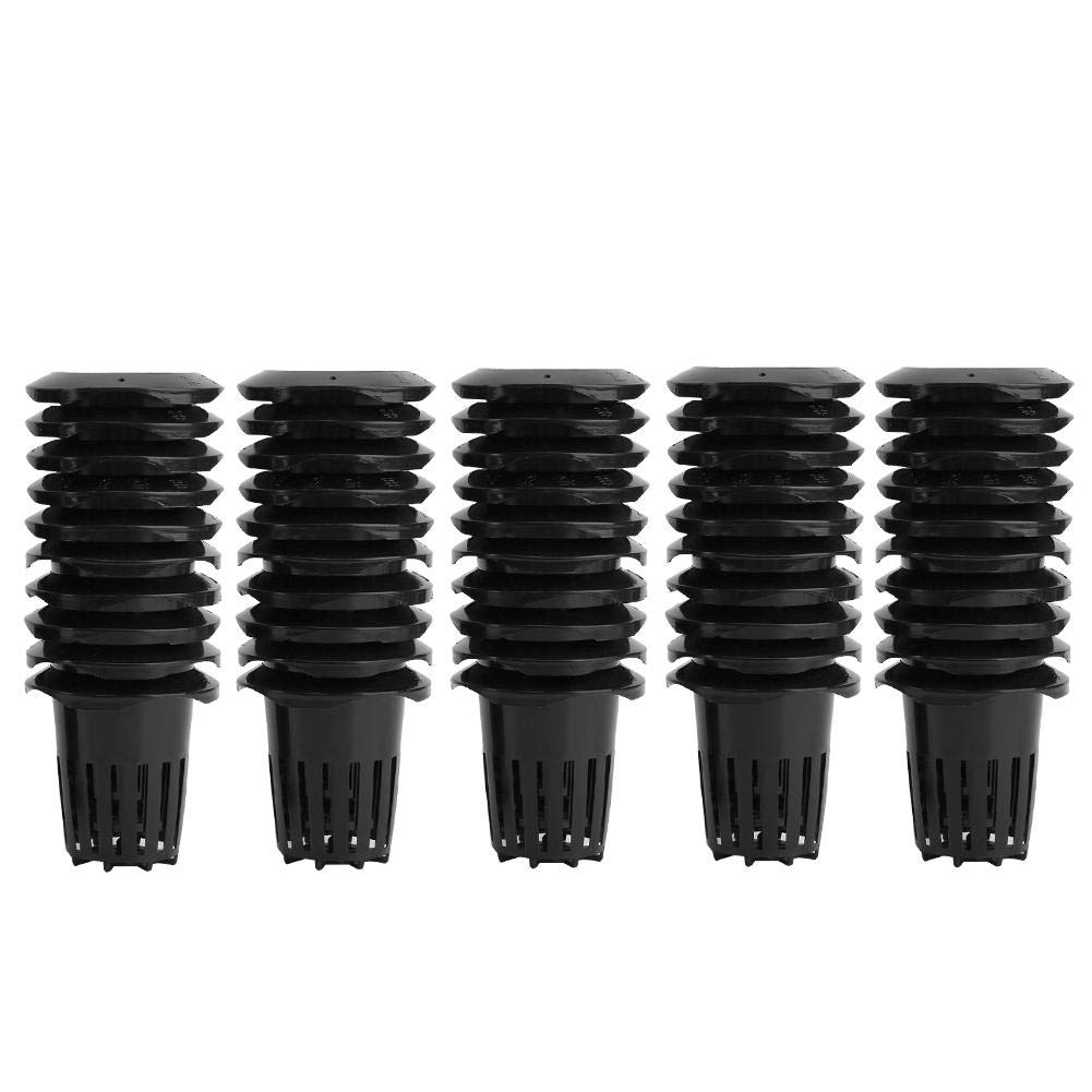 50Pcs Black Hydroponic Plant Pots - Corrosion Resistant, Durable & Stable Soilless Cultivation Pots for Indoor Plants, Greenhouse Gardening, and Home Hydroponics Systems
