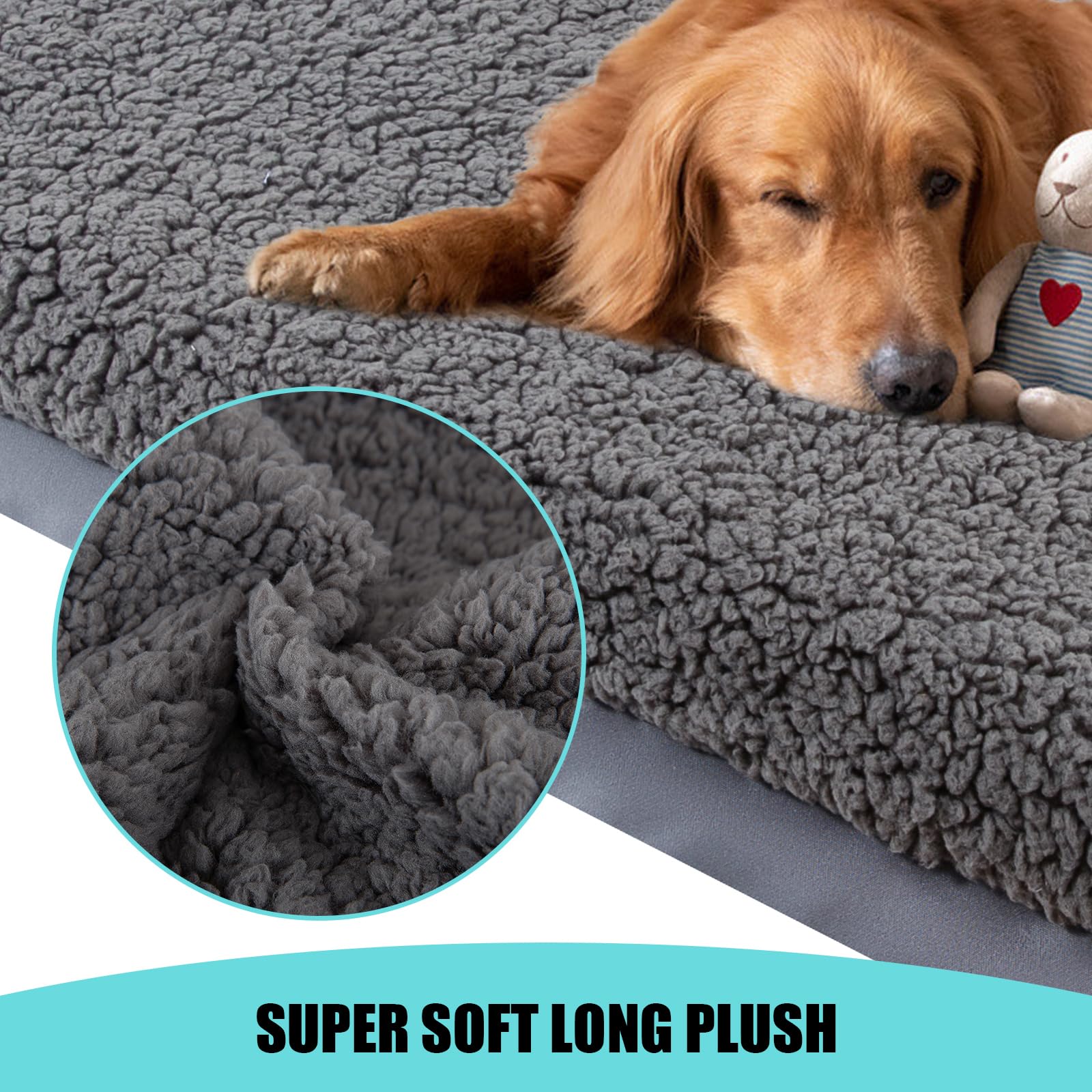 Waterproof Dog Bed Cover with Zipper - Washable Oxford Pet Crate Pad Replacement (20x30x6 Inches, Gray) for Easy Hair Removal - Perfect for Crates, Kennels & Indoor Dog Beds