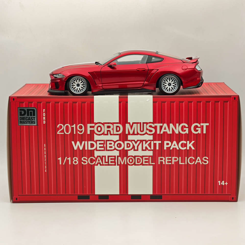 2019 Ford Mustang GT 1/18 Scale Diecast Model Car with Widebody Kit - Red RHD Collectible for Car Enthusiasts | Perfect for Display, Gifts, and Hobby Collections
