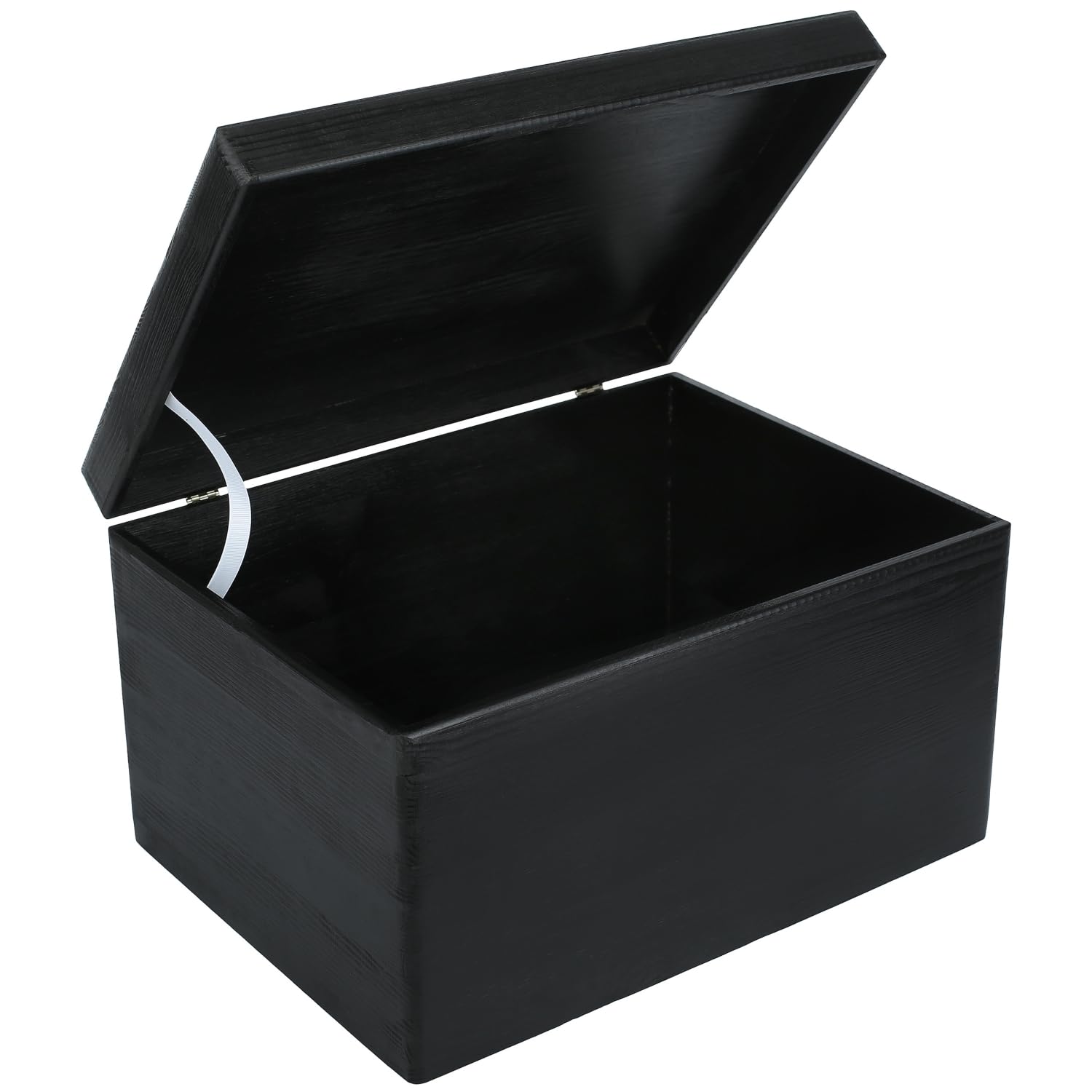 Premium Large Black Wooden Storage Box with Hinged Lid - 15.8 x 11.8 x 9.44 Inches (+-0.5) - Organizer for Tools, Dog Toys, Shoes, Clothes, Kitchen Items & Documents - Handcrafted Wooden Keepsake Chest - Perfect for Home Organization, Gift Wrapping & Decorative Storage