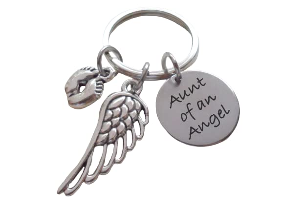 Baby Angel Engraved Memorial Keychain with Wing & Foot Charm - Personalized Keepsake for Bereaved Parents, Angel Aunt Gift - Perfect for Remembrance, Baby Loss Support & Sympathy Presents