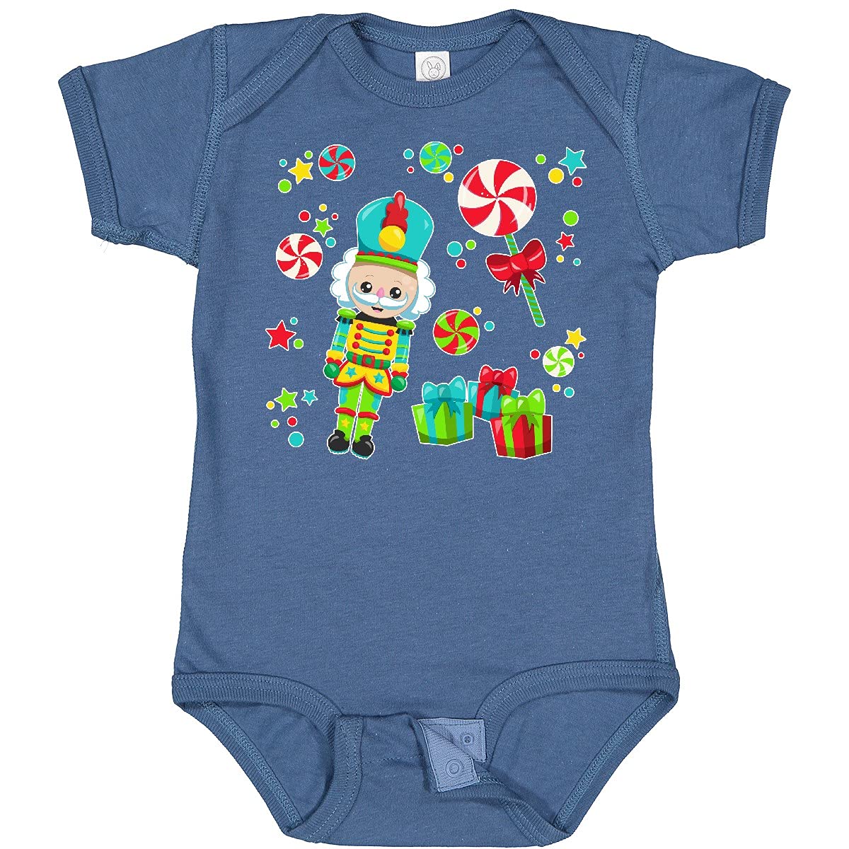 Inktastic Holiday Nutcracker and Candy Christmas Baby Bodysuit - Festive Outfit for Infants & Toddlers | Perfect for Holiday Photos, Family Gatherings & Christmas Celebrations