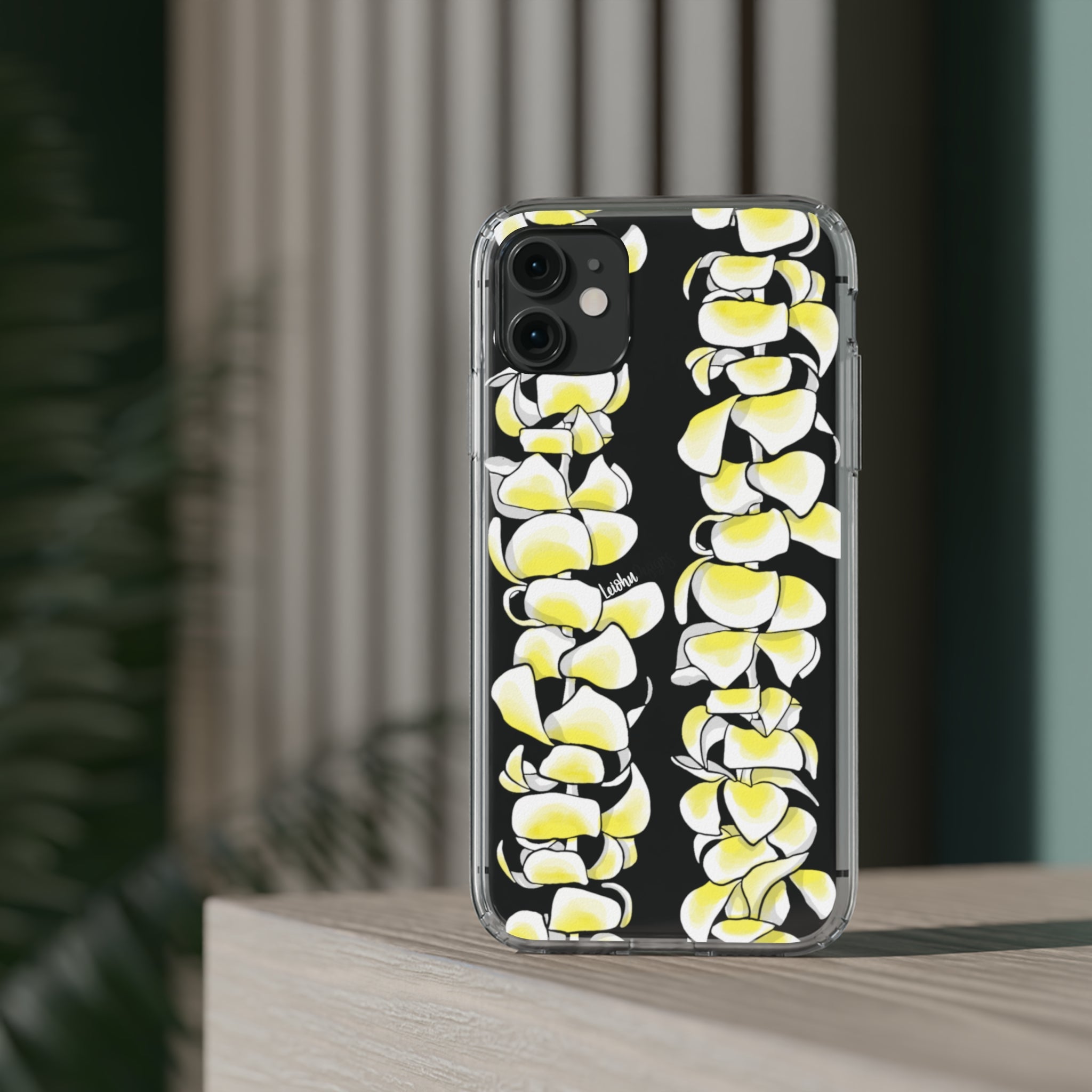 Hawaiian Plumeria Flower Lei Design Clear Phone Case - Durable Protective Cover for iPhone & Samsung - Perfect for Luau Parties, Beach Vacations & Summer Festivals