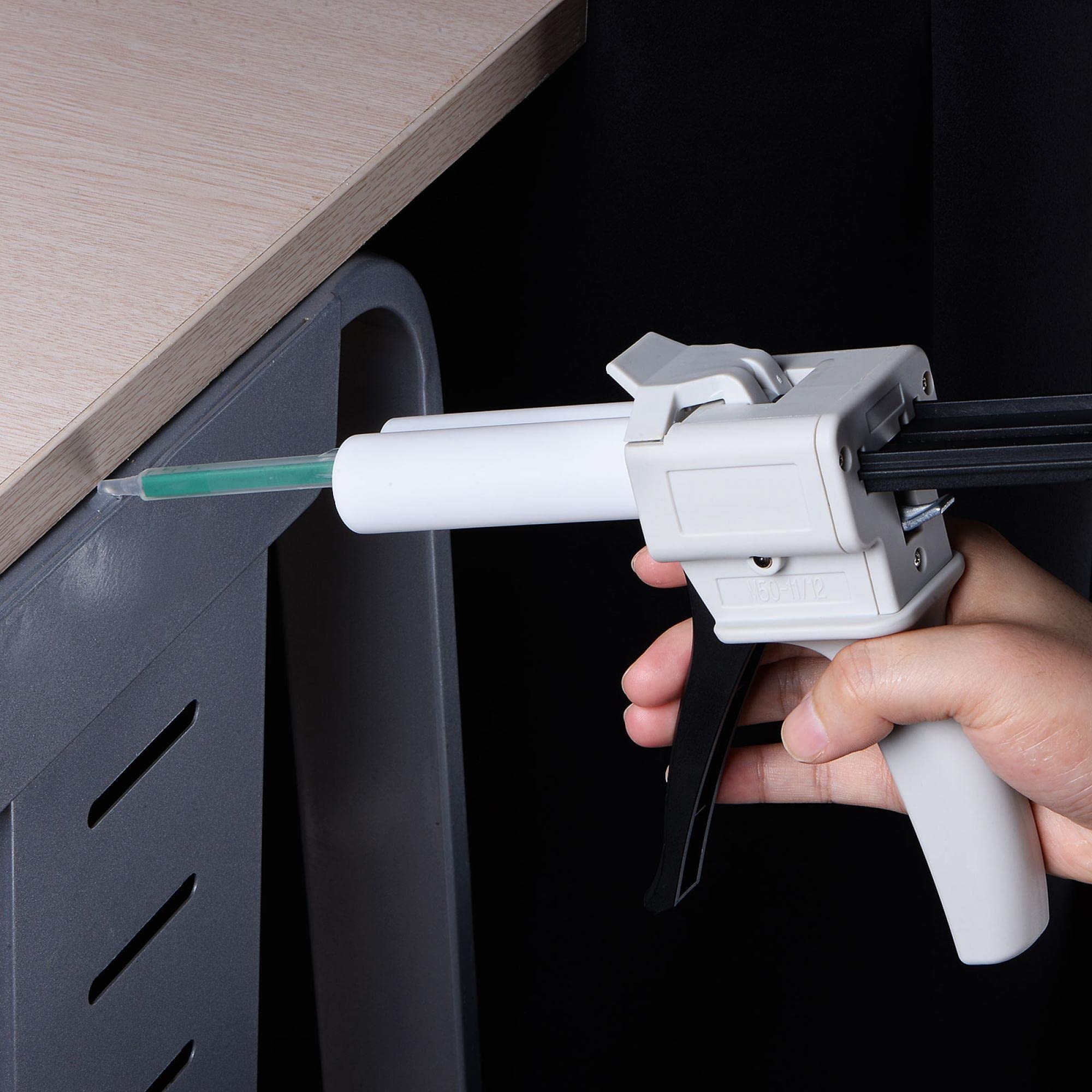 uxcell 50ml Manual AB Dispenser Gun Set - 1:1 Glue Mixing Ratio with Hose, 83mm Mixing Needle, Front Cover & 2 Back Covers - Perfect for Epoxy Resin, Adhesive Bonding, and DIY Craft Projects