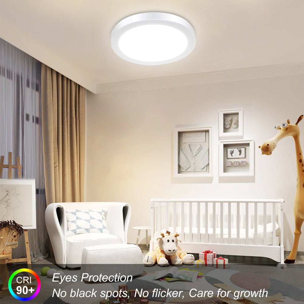 Depuley 24W/18W/12W Ultra-Thin Flush Mount LED Ceiling Light Fixture, Round Surface Mount Downlight for Closet, Bedroom, Kitchen, Dining Room, Kids Room & Dorm - 5000K Daylight White / 3000K Warm White - Energy Efficient Modern Lighting for Home & Office Spaces