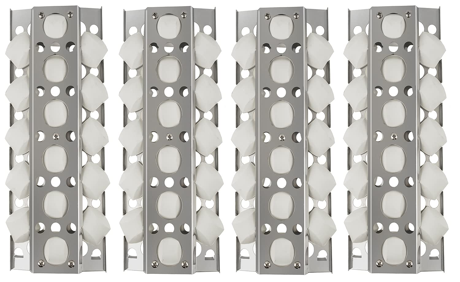 Upgraded Stainless Steel Heat Plate & Burner Cover Set - Compatible with Turbo Gas Grills (4-Pack) | Durable Heat Shield & Flavorizer Bar Replacement for BBQ Grilling, Smoking & Outdoor Cooking