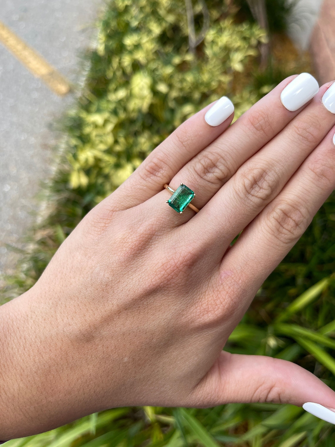 2.80ct 18K Gold Dark Vivid Green Natural Emerald Cut Solitaire Engagement Ring for Women - Perfect for Proposals, Weddings & Anniversary Gifts