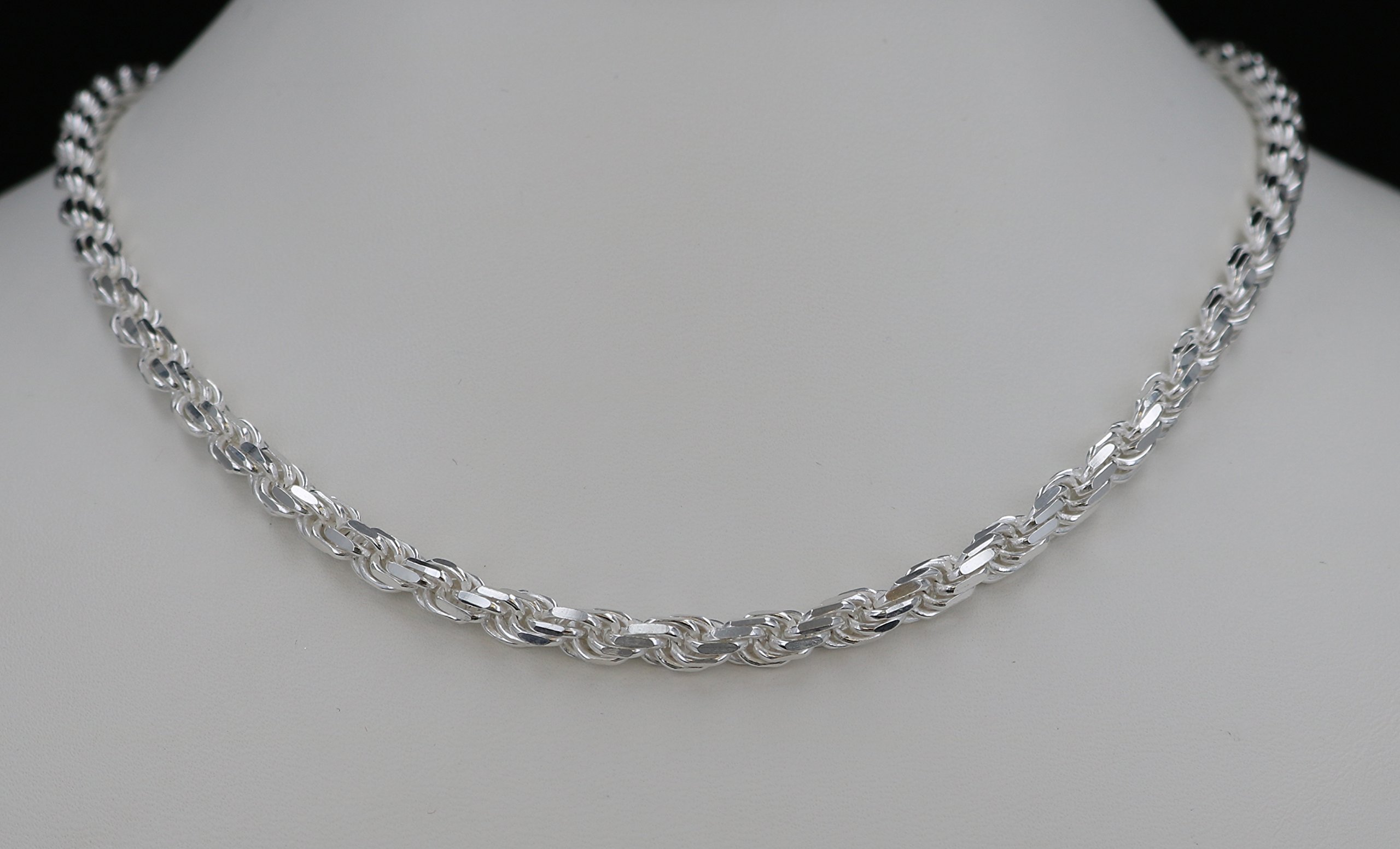 Sterling Silver 925 Real Solid Diamond Cut Rope Chain Necklace 5.0mm 18