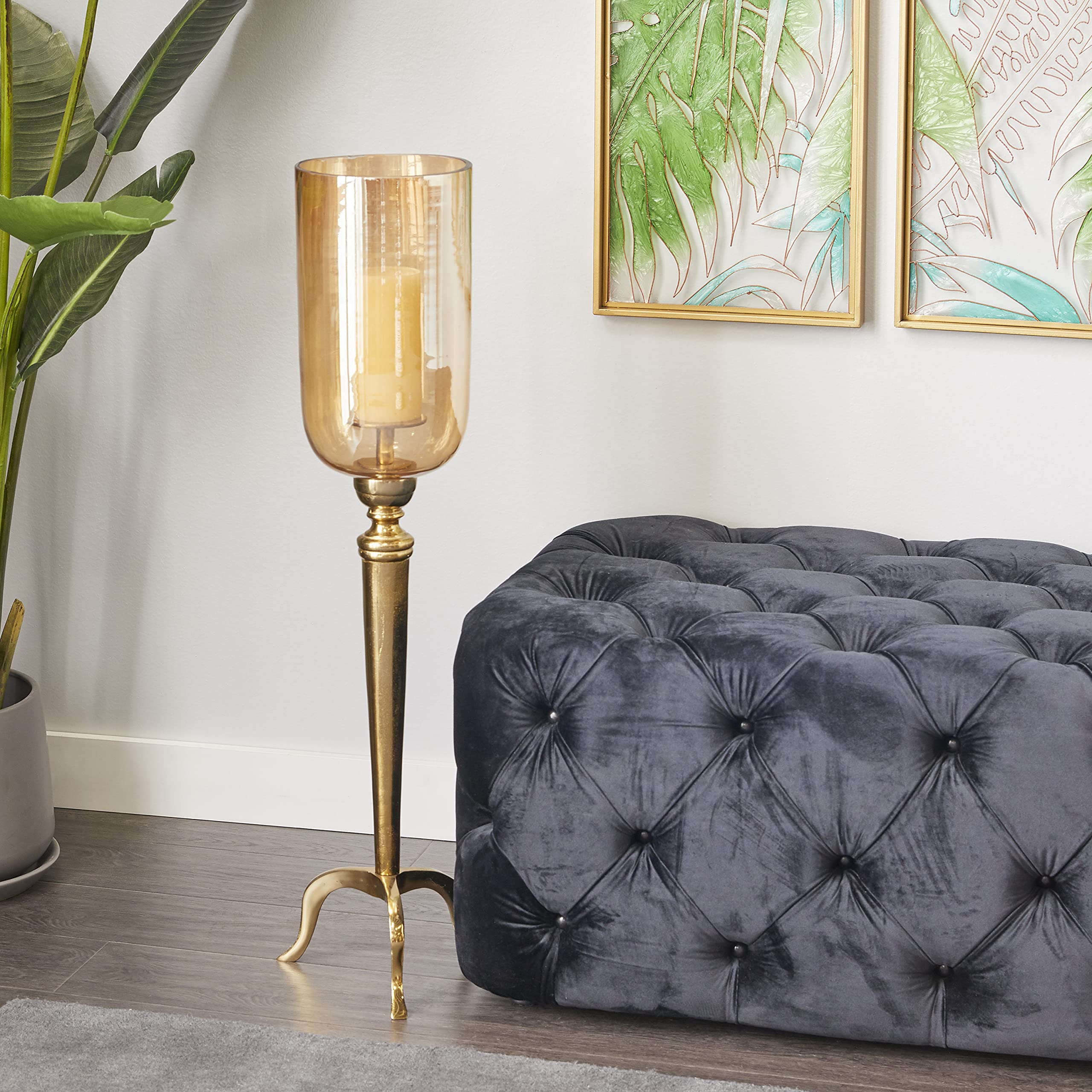 Deco 79 Gold Aluminum Metal Hurricane Candle Holder - 9