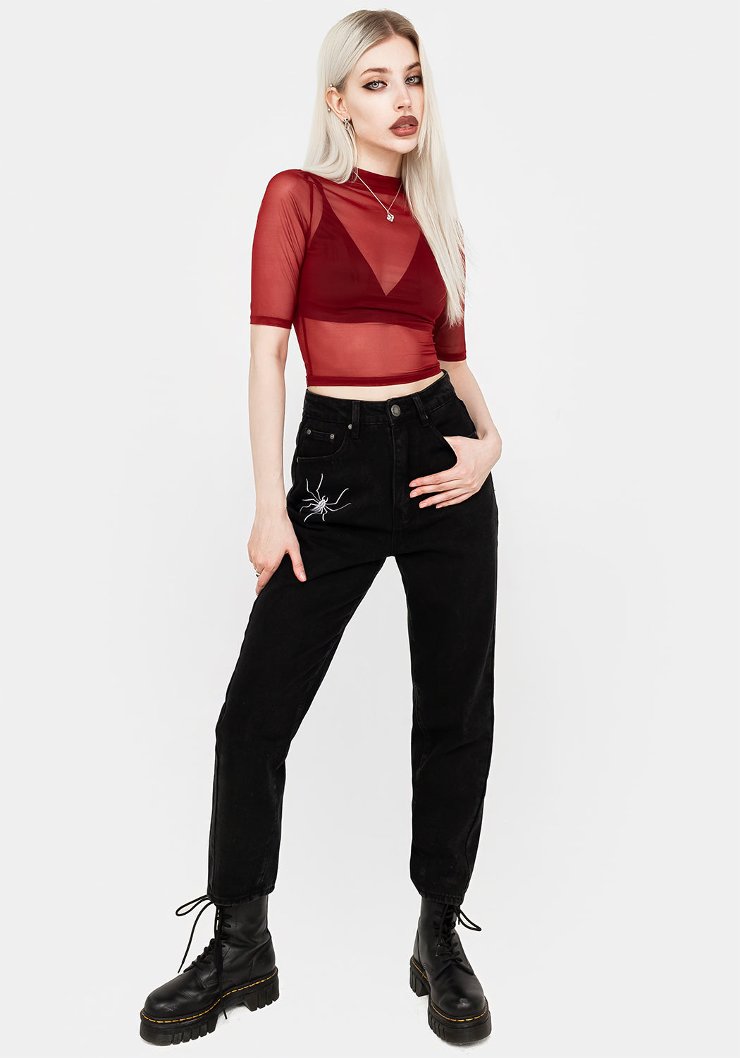 Jinx Mesh Short Sleeve Top for Women - Breathable Red Casual Shirt - Perfect for Gaming, Concerts & Summer Outfits