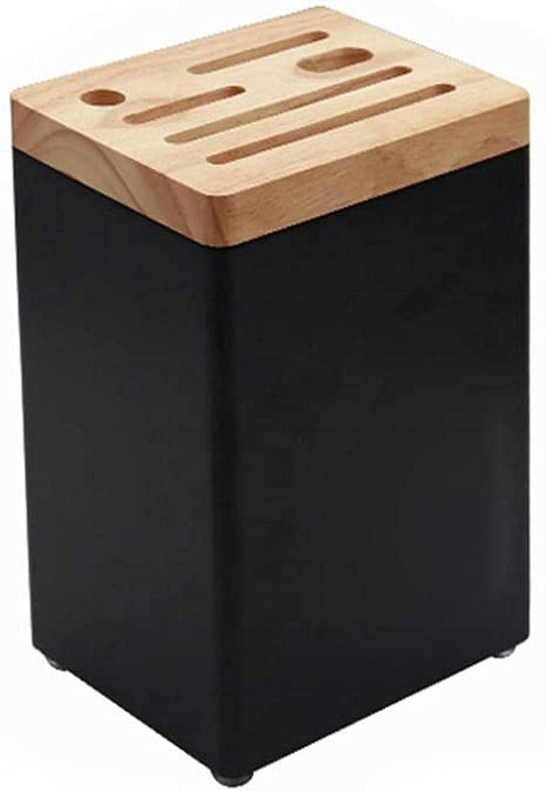 Premium Wooden Knife Block with Cover - 12-Slot Knife Holder for Kitchen Utensil Storage - Stylish Black Knife Stand for Countertop Organization | Perfect for Home Chefs & Professional Kitchens