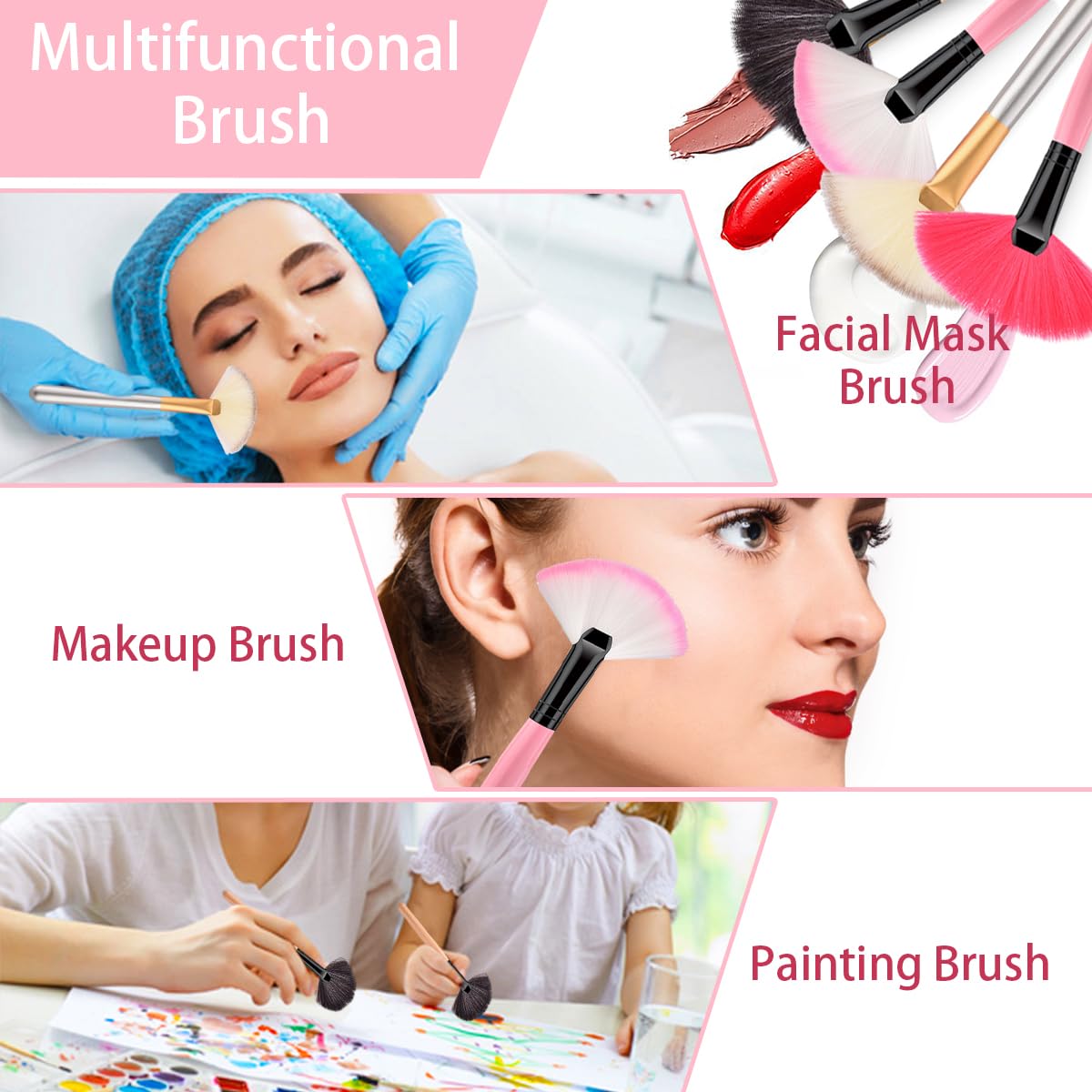 8 PCS Fan Brushes Set - Soft Bristle Face Highlighting & Blush Makeup Brushes for Loose Powder, Contouring & Highlighting - Professional Fan Brush Kit for Makeup Artists & Beginners (Perfect for Daily Makeup & Special Occasions)